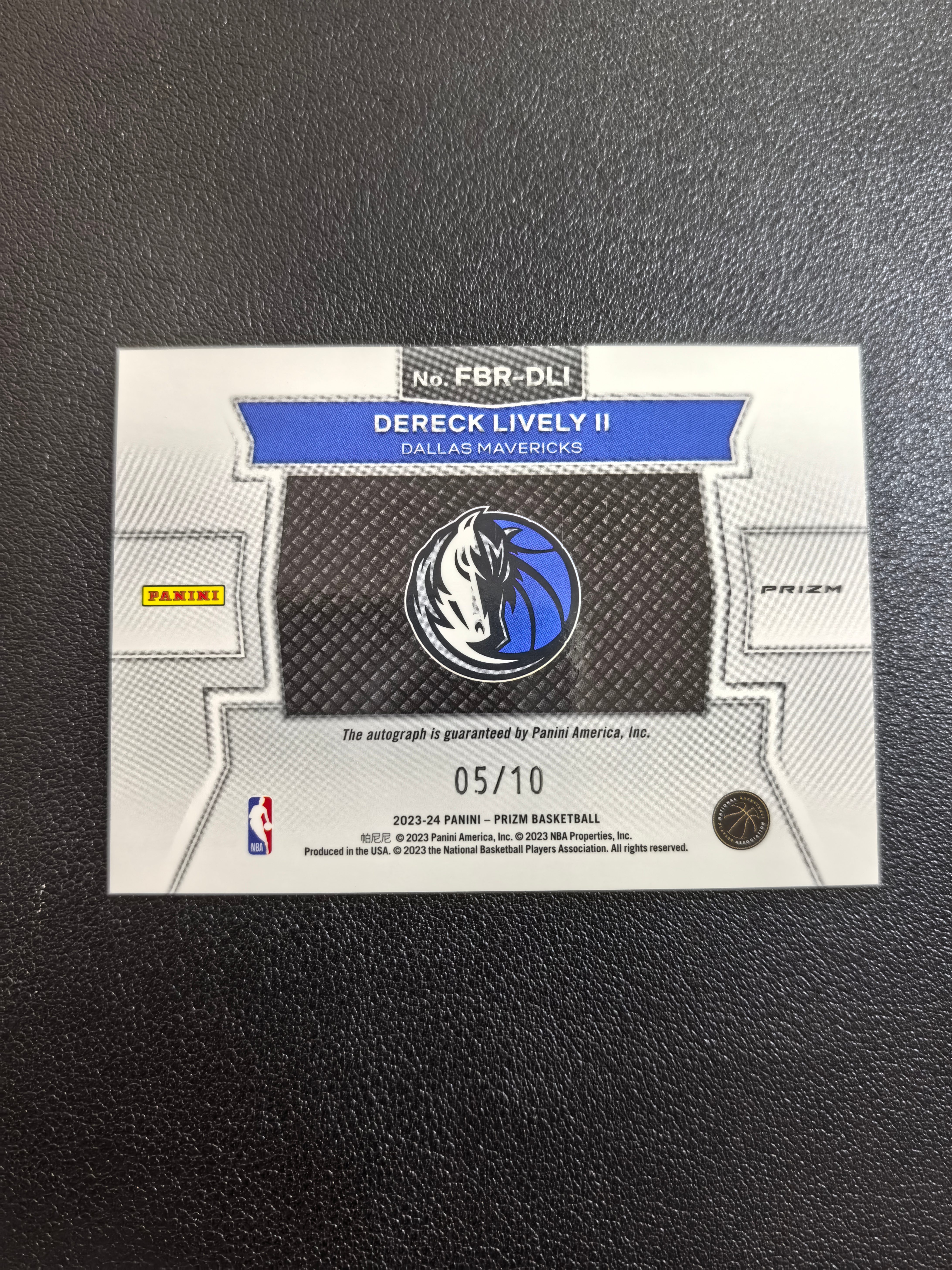 2023-24 Panini Prizm Dereck Lively II RC PZ 独行侠 德里克莱夫利二世 新秀 05/10编 签字 贴签 金泡泡折 折射 实卡精美 卡品如图 冯总