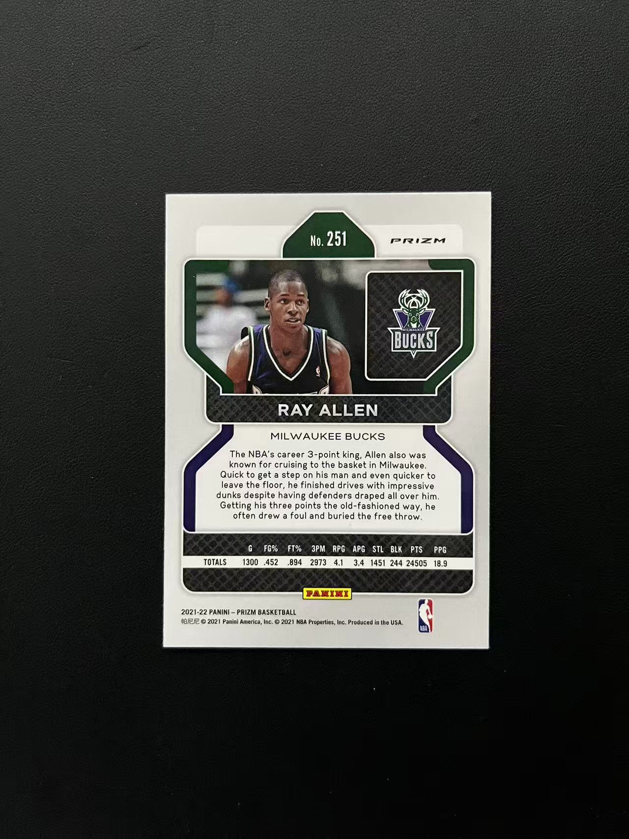 2021-22 Panini Prizm Ray Allen 《王中王代卖》Prizm 密尔沃基雄鹿 君子雷 雷 阿伦 折射 银波纹折 边角微白 瑕疵如图 凑套必备 可累积 D23