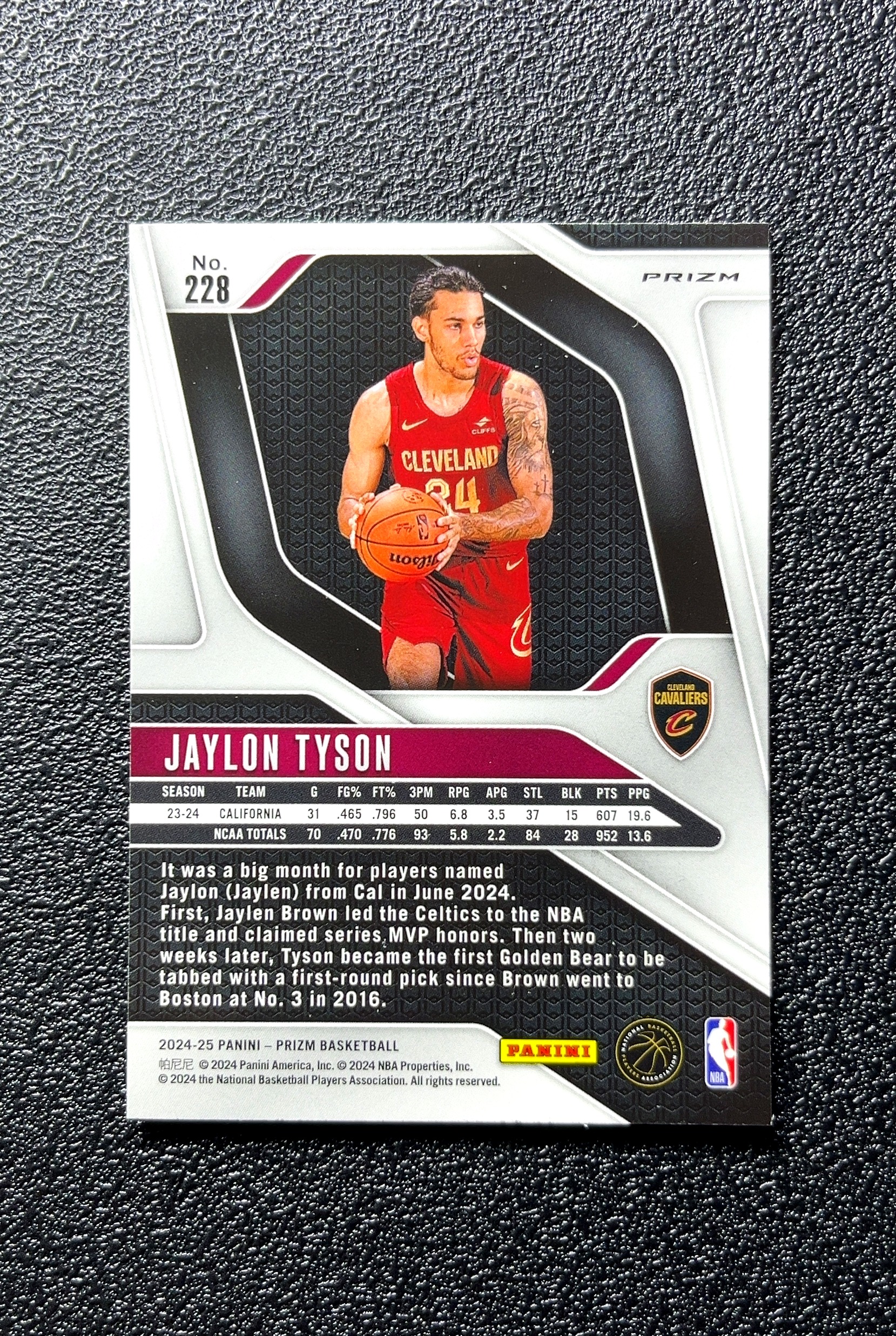 【小白1%代卖】2024-25 Panini Prizm RC 新秀 Jaylon Tyson 杰隆·泰森 银折 折射 新秀 RC 卡品如图 高价值 #228 Cleveland 0712
