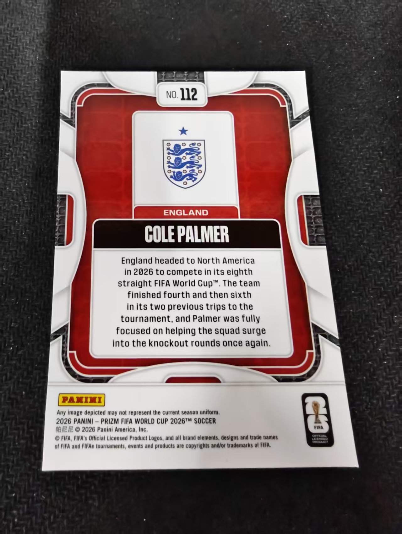 2026 Panini World Cup Prizm Cole Palmer 英格兰 切尔西 科尔 帕尔默 PZ世界杯 划痕 边角瑕疵#112