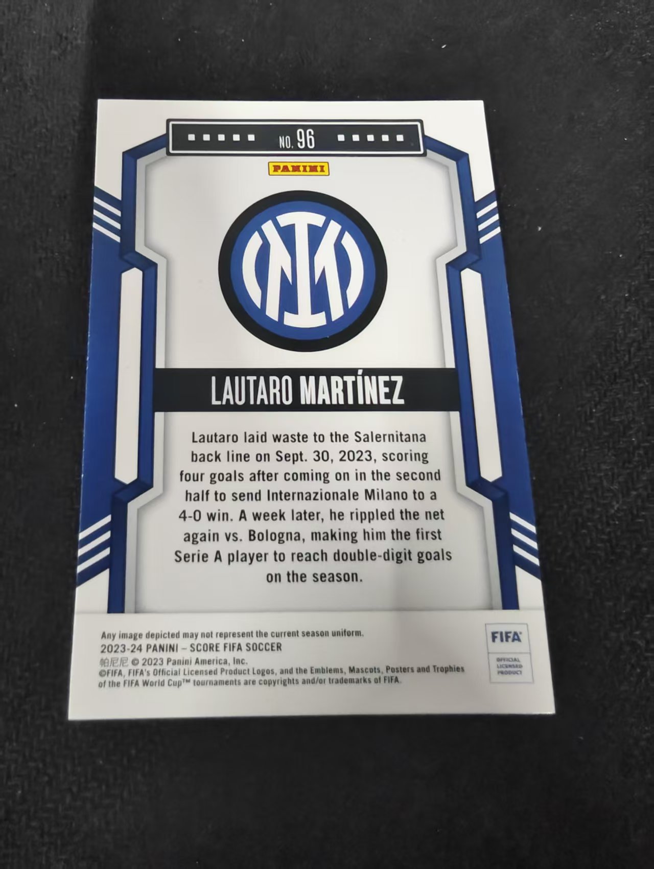【可合并,不累计】2023-24 Panini Score Lautaro Martinez 劳塔罗 马丁内斯 阿根廷 FIFA 划痕 边角瑕疵 #96