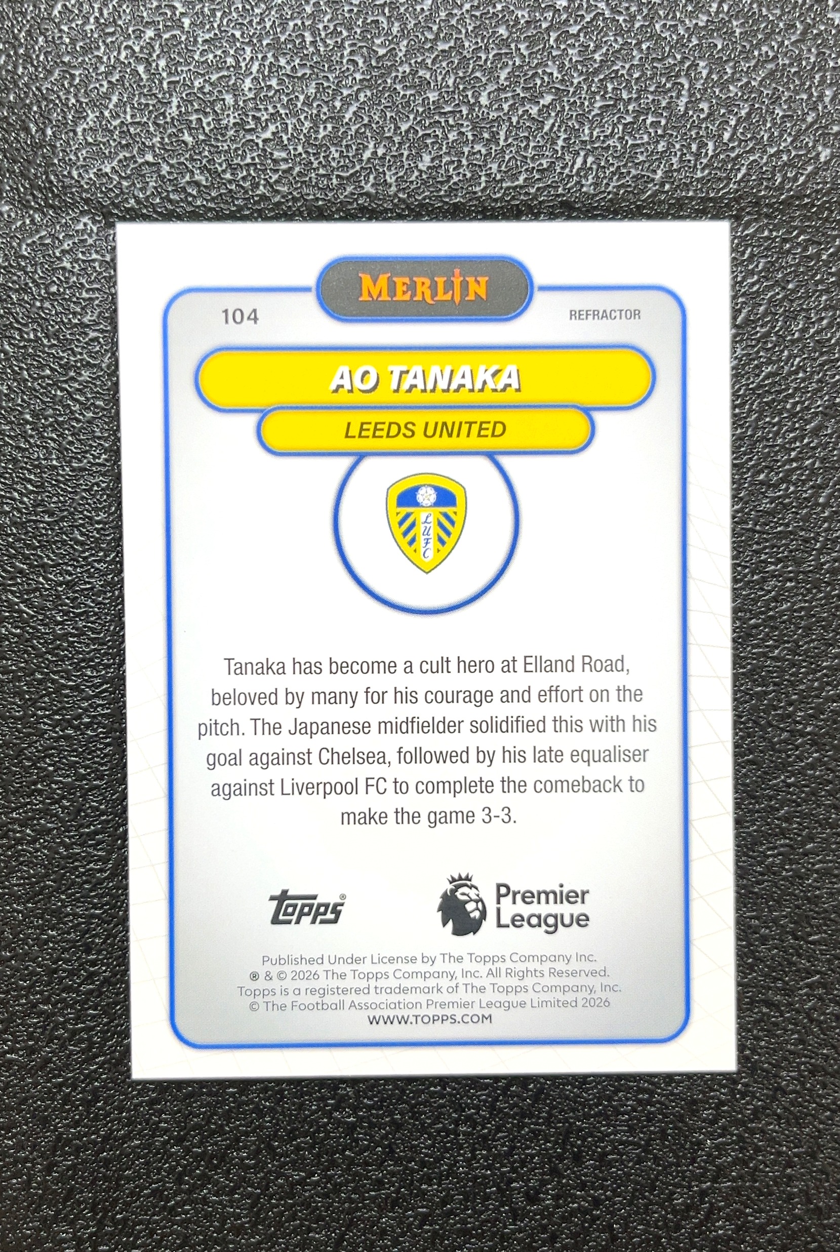 【岛屿拍卖】2026 Topps Merlin RefraCTOR 折射卡 AO TANAKA 田中碧 银折 折射 卡品如图 高价值 #104 LEEDS UNITED 利兹联 0001#63