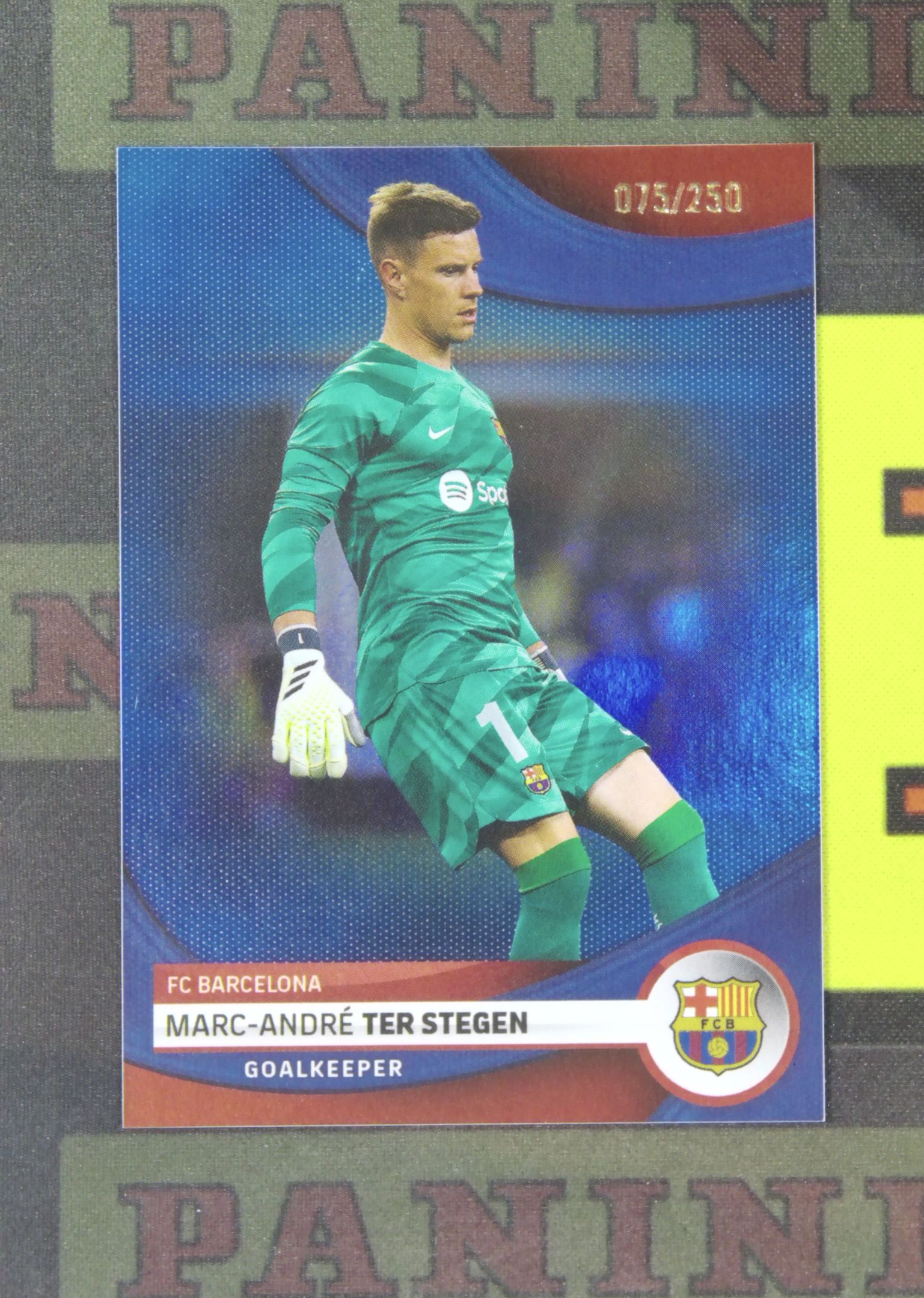 2023-24 Topps Team Set Marc-André Ter Stegen Nirvana Project 马克 特尔施特根 巴塞罗那 075/250 蓝折 队盒 卡品如图 SXY1
