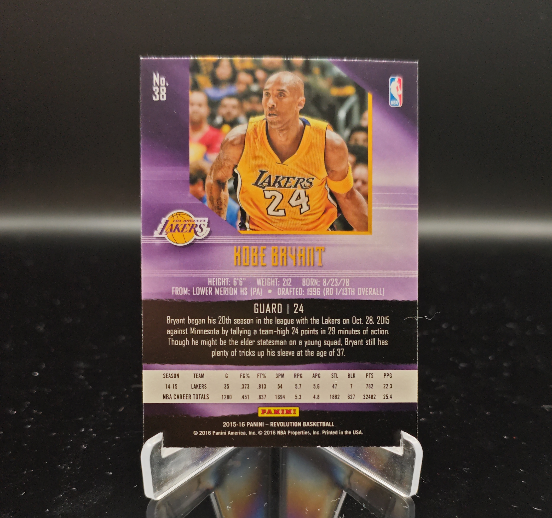 2015-16 Panini Revolution Kobe Bryant #38 科比 布莱恩特 小飞侠 曼巴 黑曼巴 mamba 革命 折射 洛杉矶湖人 卡品如图