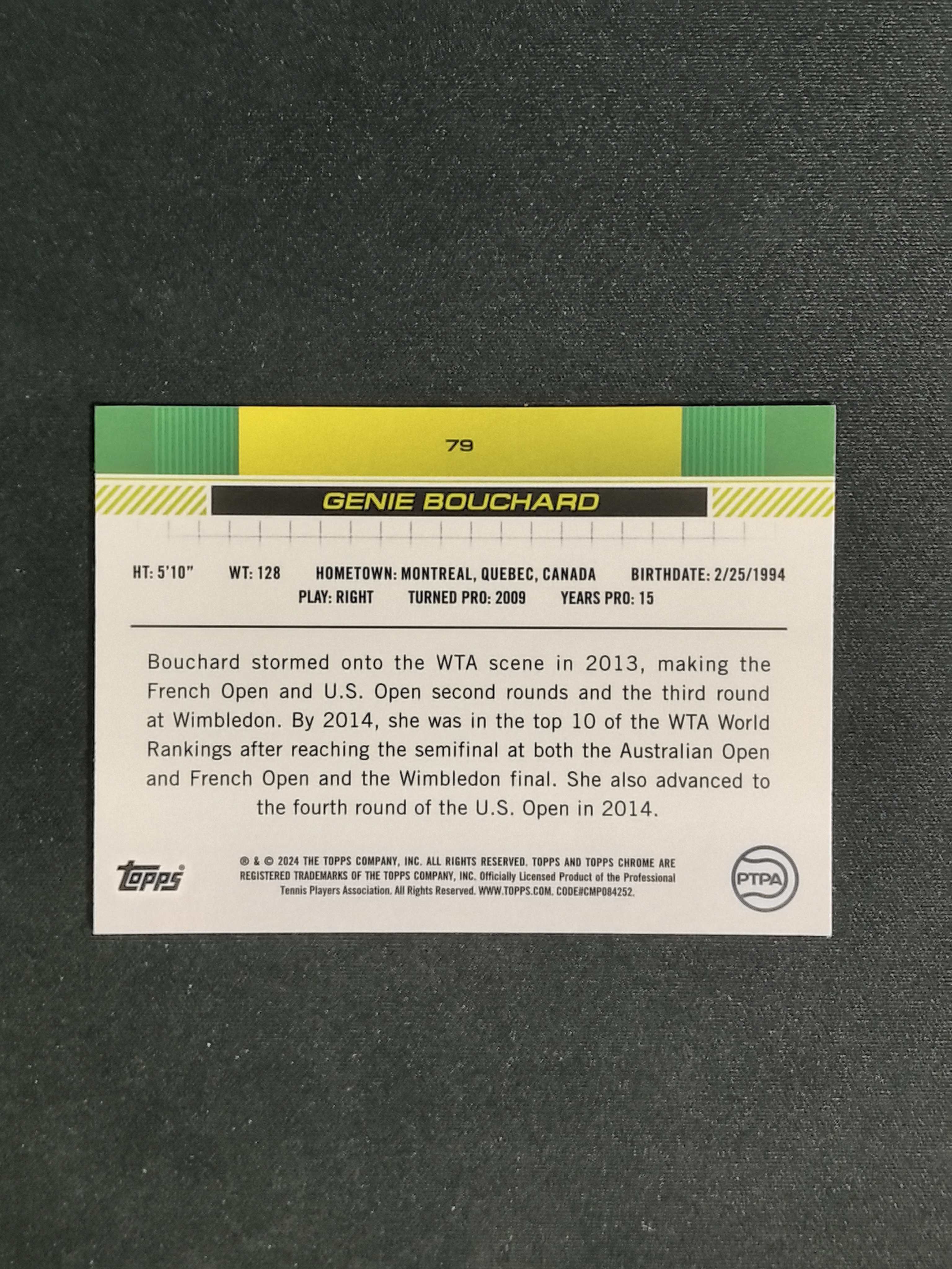 2024 Topps Chrome Genie Bouchard 网球TC 加拿大 尤金妮 布沙尔 150编 紫绿折 双色折 细节如图 卡品如图【CYT球星卡】