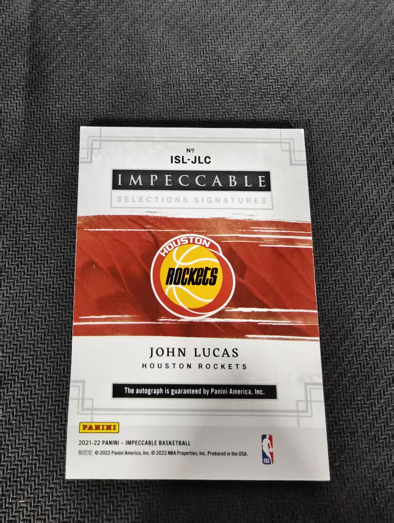 【汽水拍卖】2021-22 Panini Impeccable John Lucas 小真金 火箭 约翰 卢卡斯 签字 卡签 25编 边角瑕疵