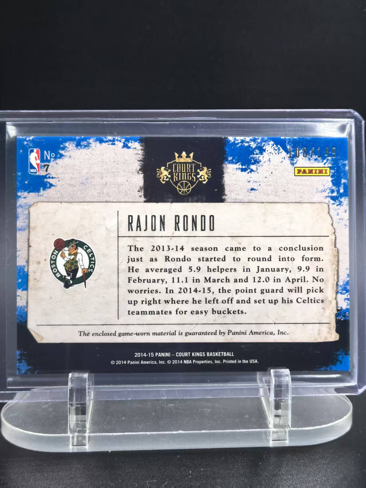 2014-15 Panini Court Kings Rajon Rondo #7 拉简 隆多 凯尔特人 油画 落场球衣 108/149编