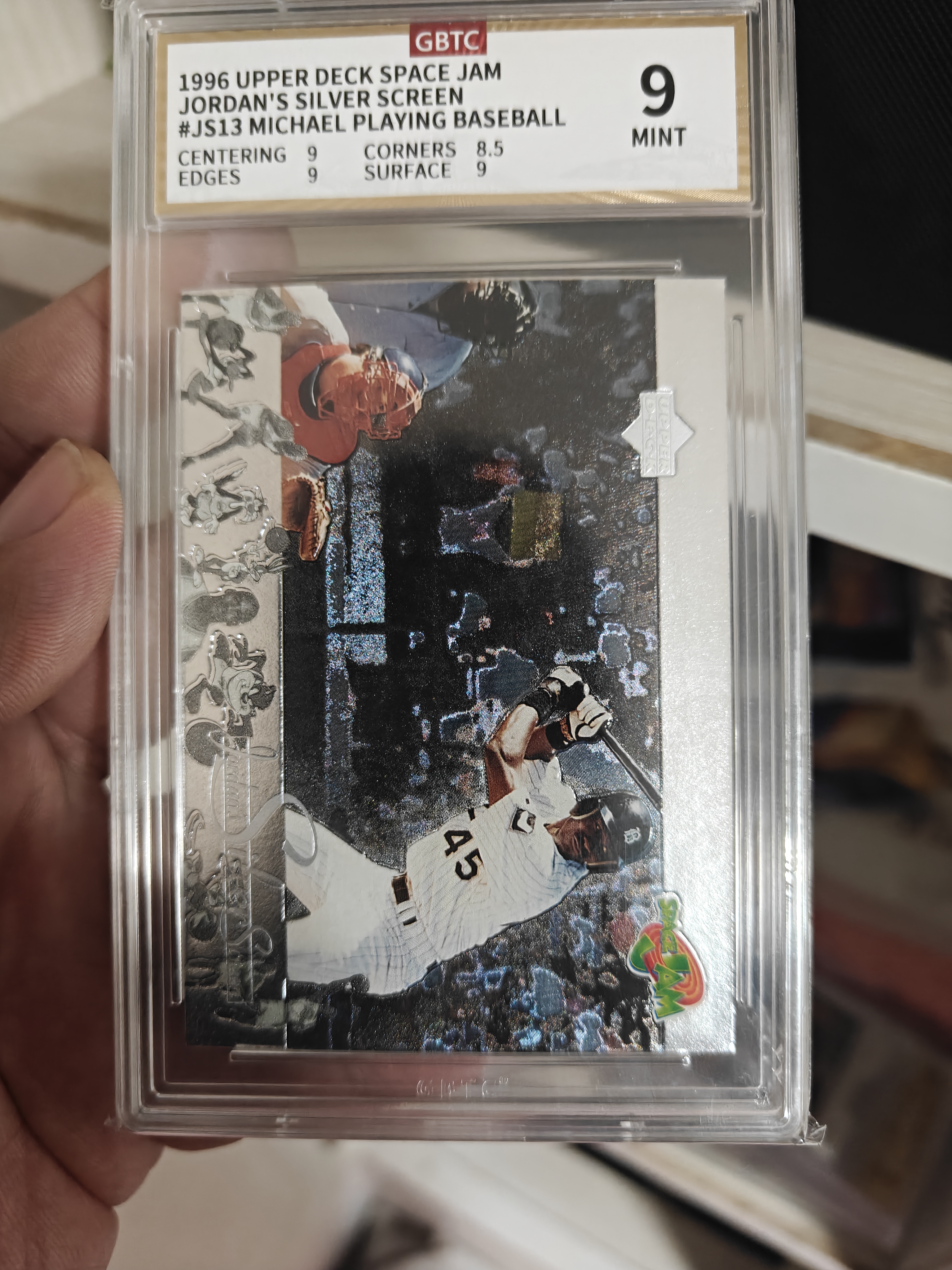 1997 Upper Deck Upper Deck Michael Jordan #JS13 公博9 篮球之神 迈克尔 乔丹 大比例 打棒球时刻 专收必备 公博评级