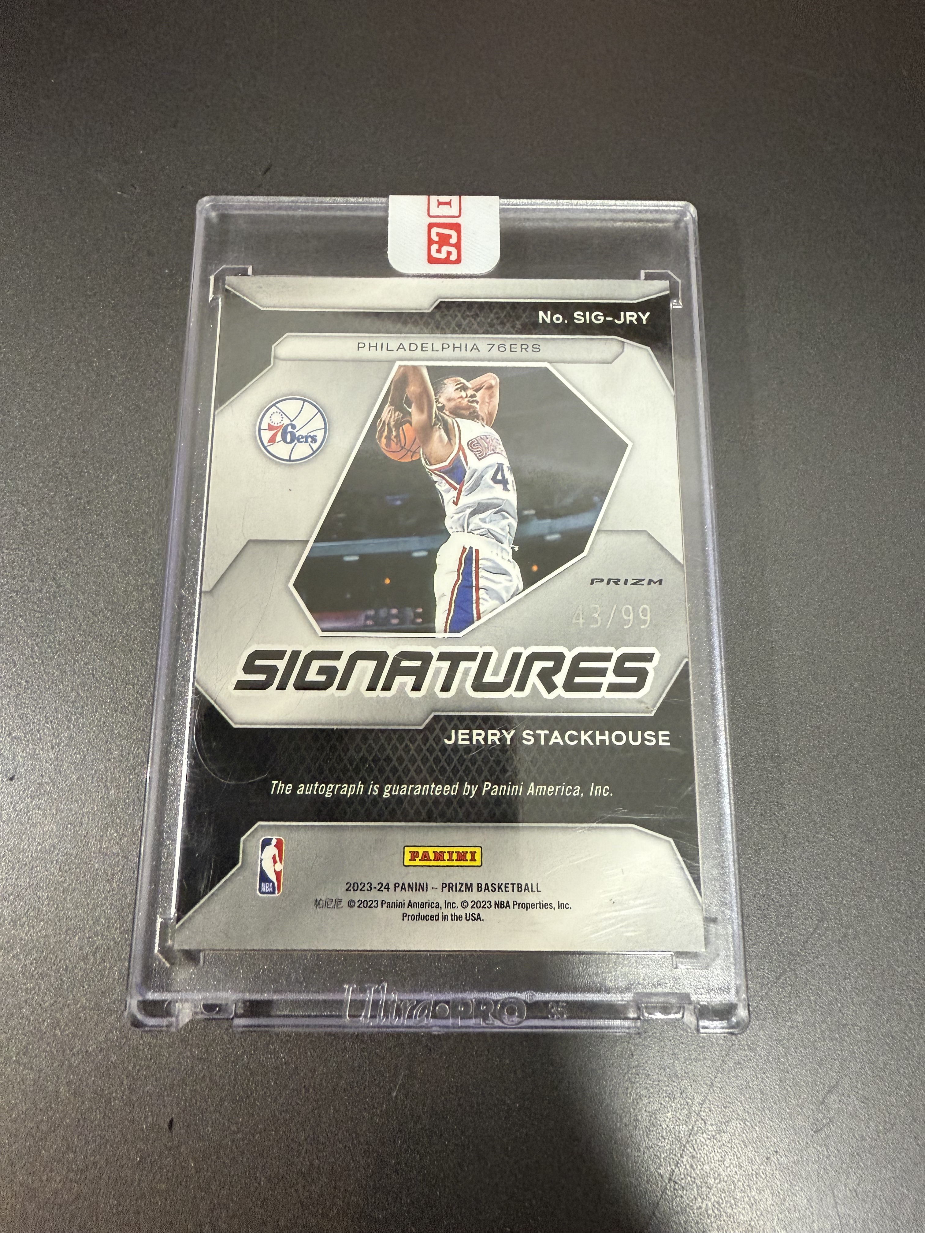 2023-24 Panini Prizm Jerry Stackhouse 杰里 斯塔克豪斯 暴扣 红折 99编 签字 交换板换回 原封砖 D