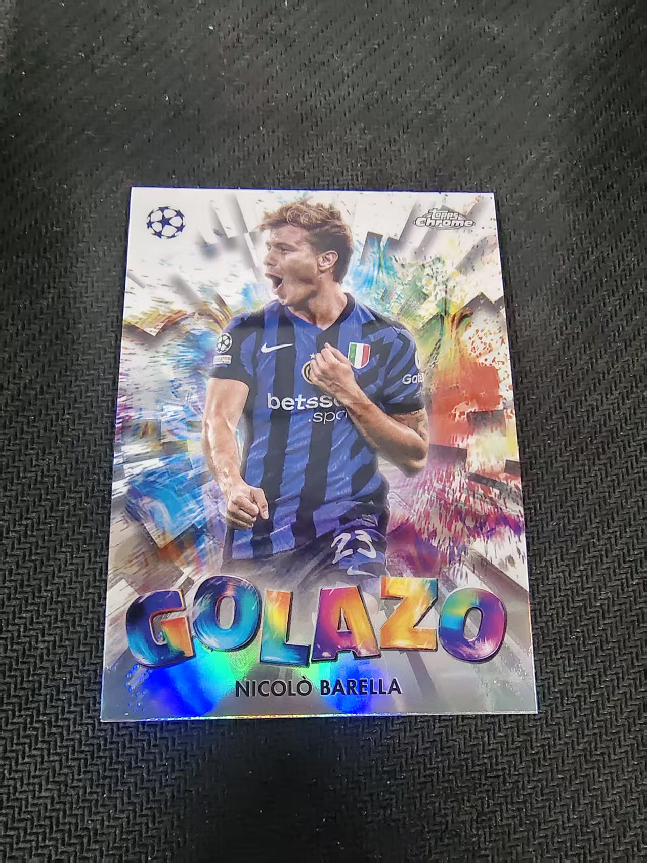 【可合并,不累计】2025 Topps Chrome nicolo barella 尼科洛·巴雷拉 国际米兰 GOLAZO进球特卡 欧冠 银折 划痕 边角瑕疵 #9