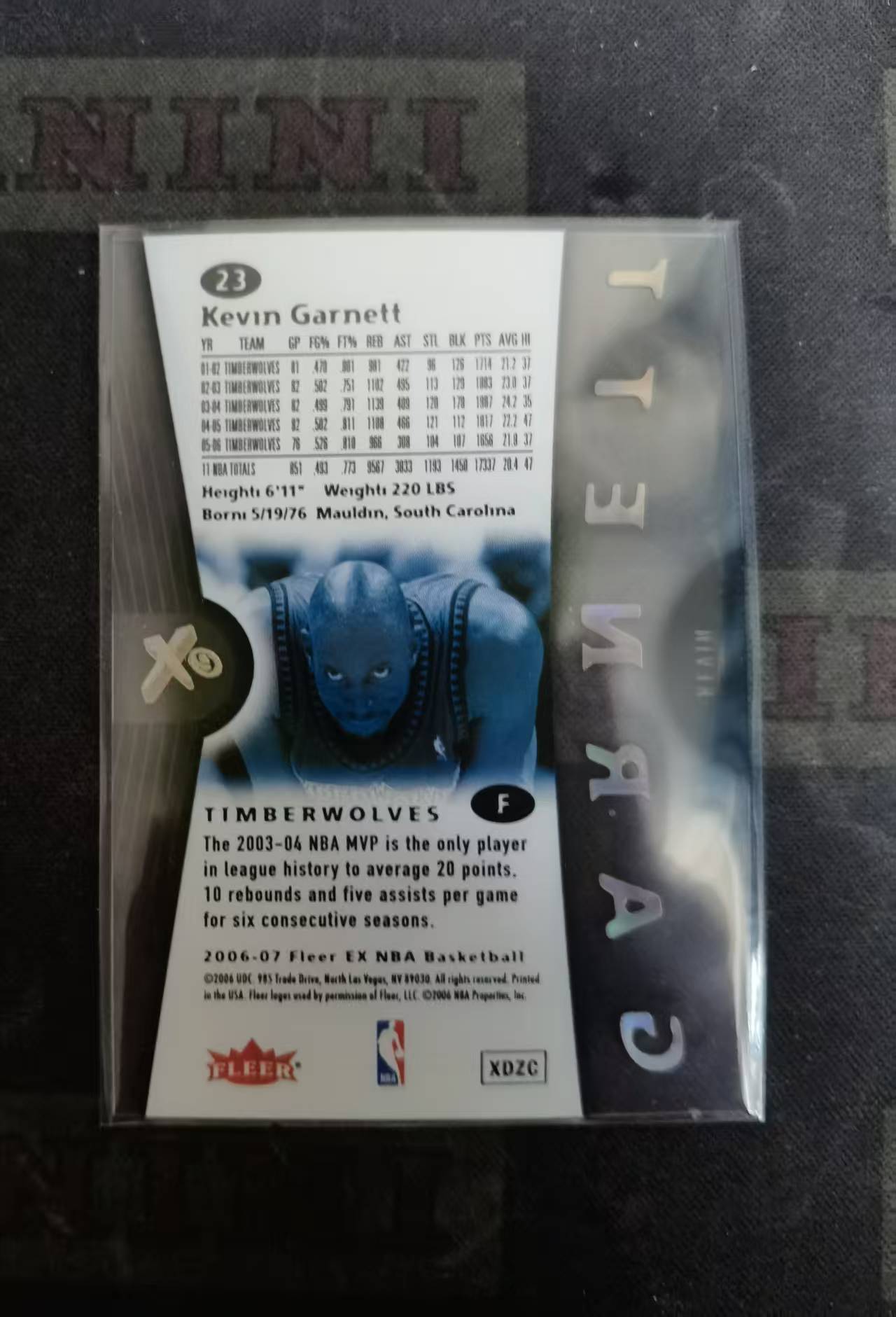 【DLDL拍卖】2006-07 Fleer EX Kevin Garnett 加内特【卡边角表面见图】