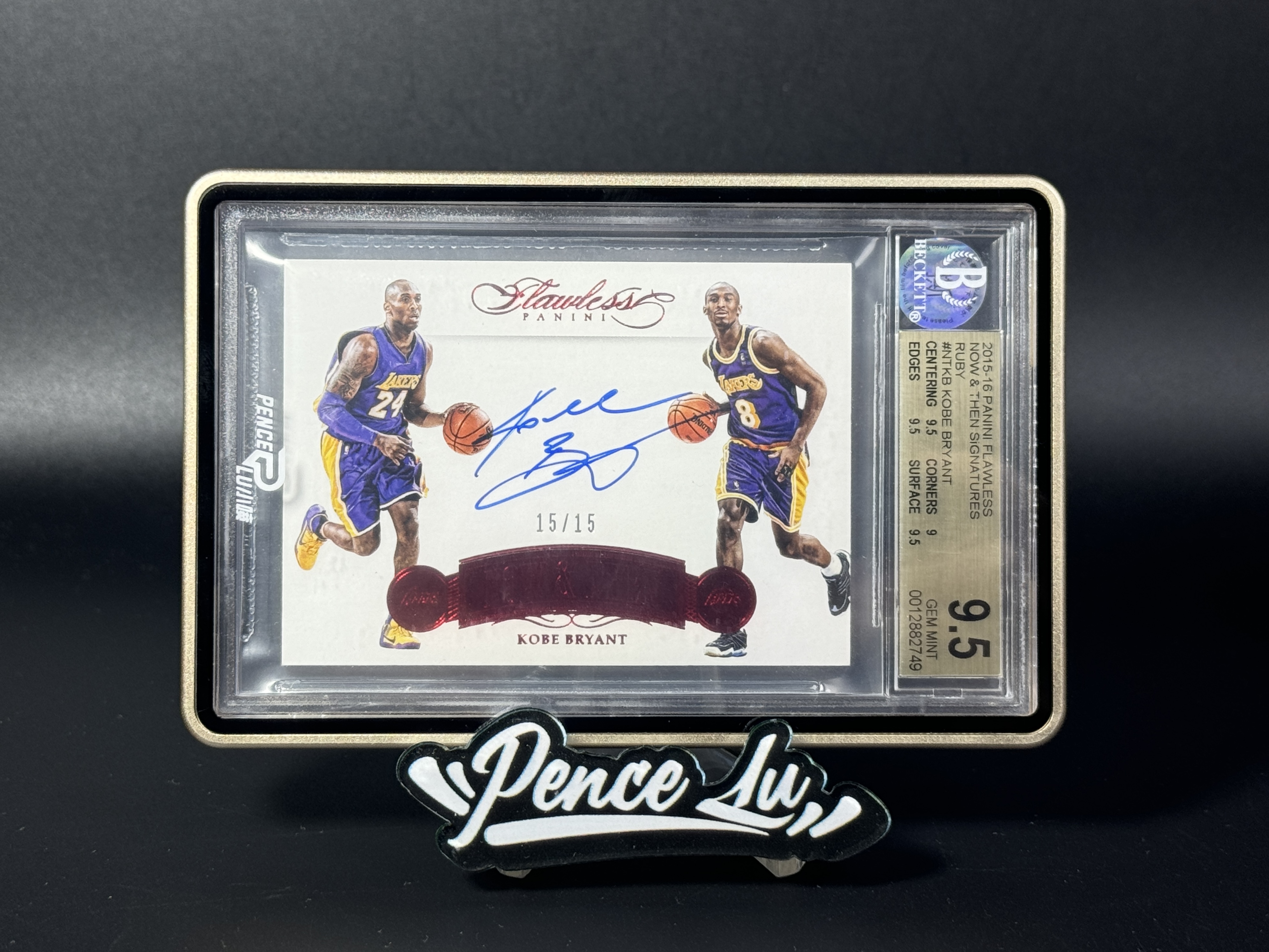 【噴子拍賣】2015-16 panini flawless Kobe Bryant 手提 洛杉磯湖人 科比 布萊恩特 簽字 15編 中國紅 尾編 卡簽 大hit卡 前世今生 最熱門版本 墨跡超藍 BGS金標9.5/10 送專屬殼 湘愛