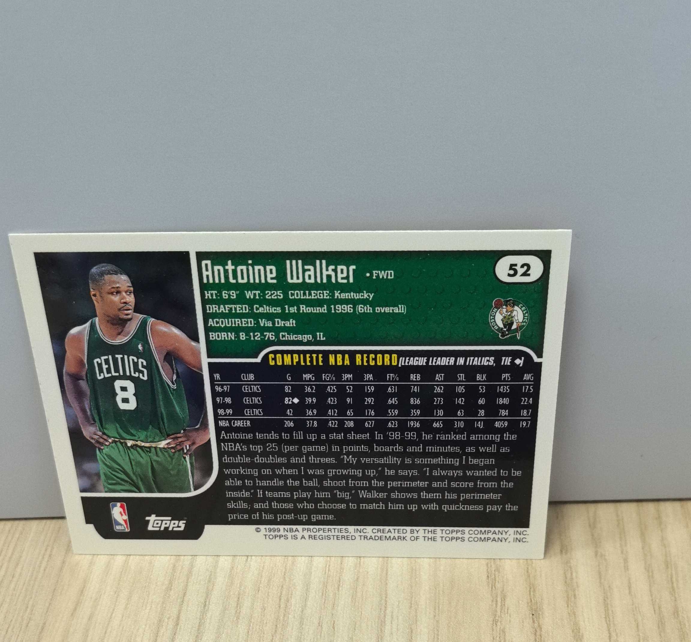1999-00 Topps Base Antoine Walker 安托万-沃克 胖头陀 凯尔特人全明星 先后效力于绿军 小牛 老鹰 热火 森林狼硬通货 极具收藏价值