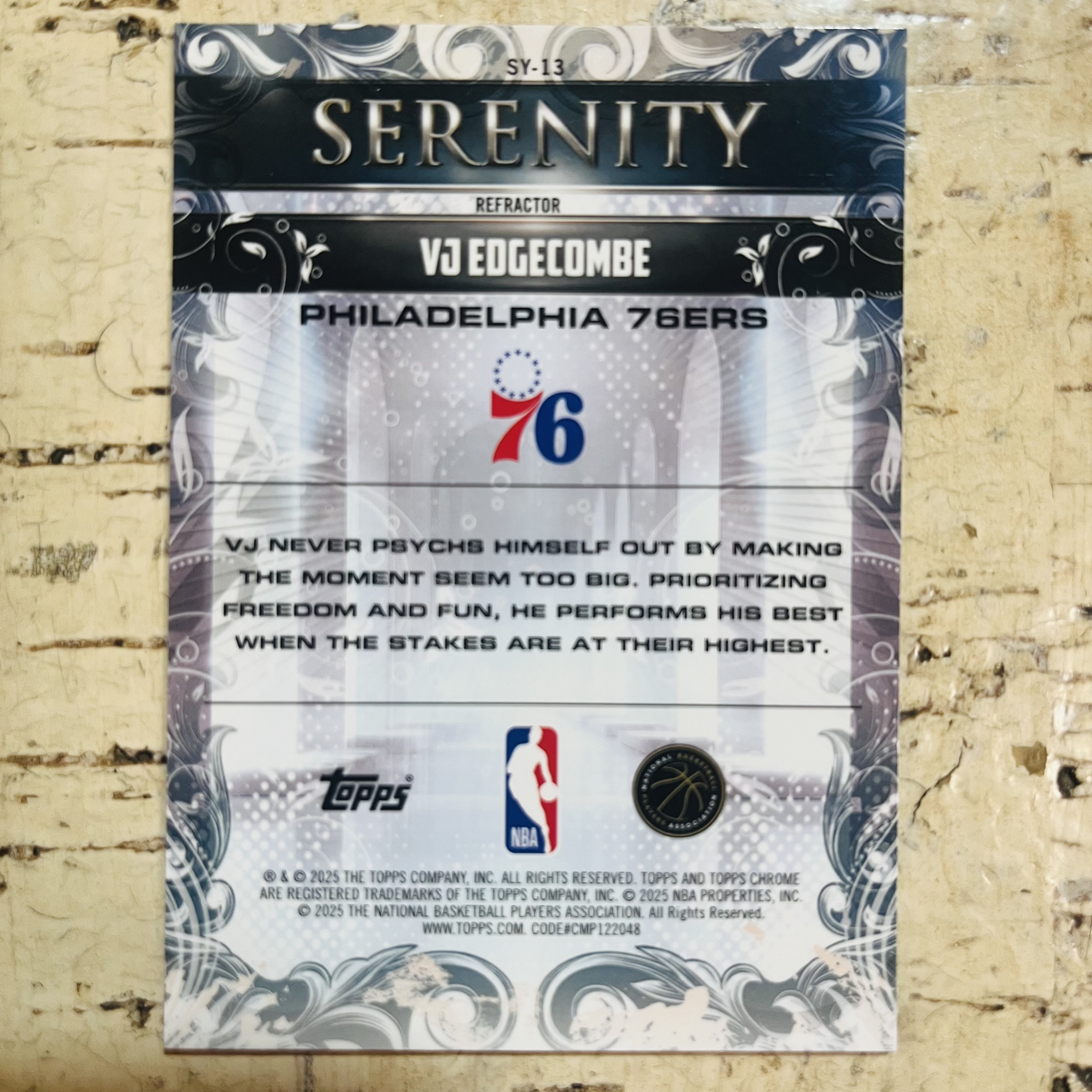 2025-26 Topps Chrome VJ Edgecombe RC 新秀 76人 vj 埃奇库姆 正银折 银折射 serenity 寂静 宁静 特卡 第3张【小卡迷拍卖 可累积半年】