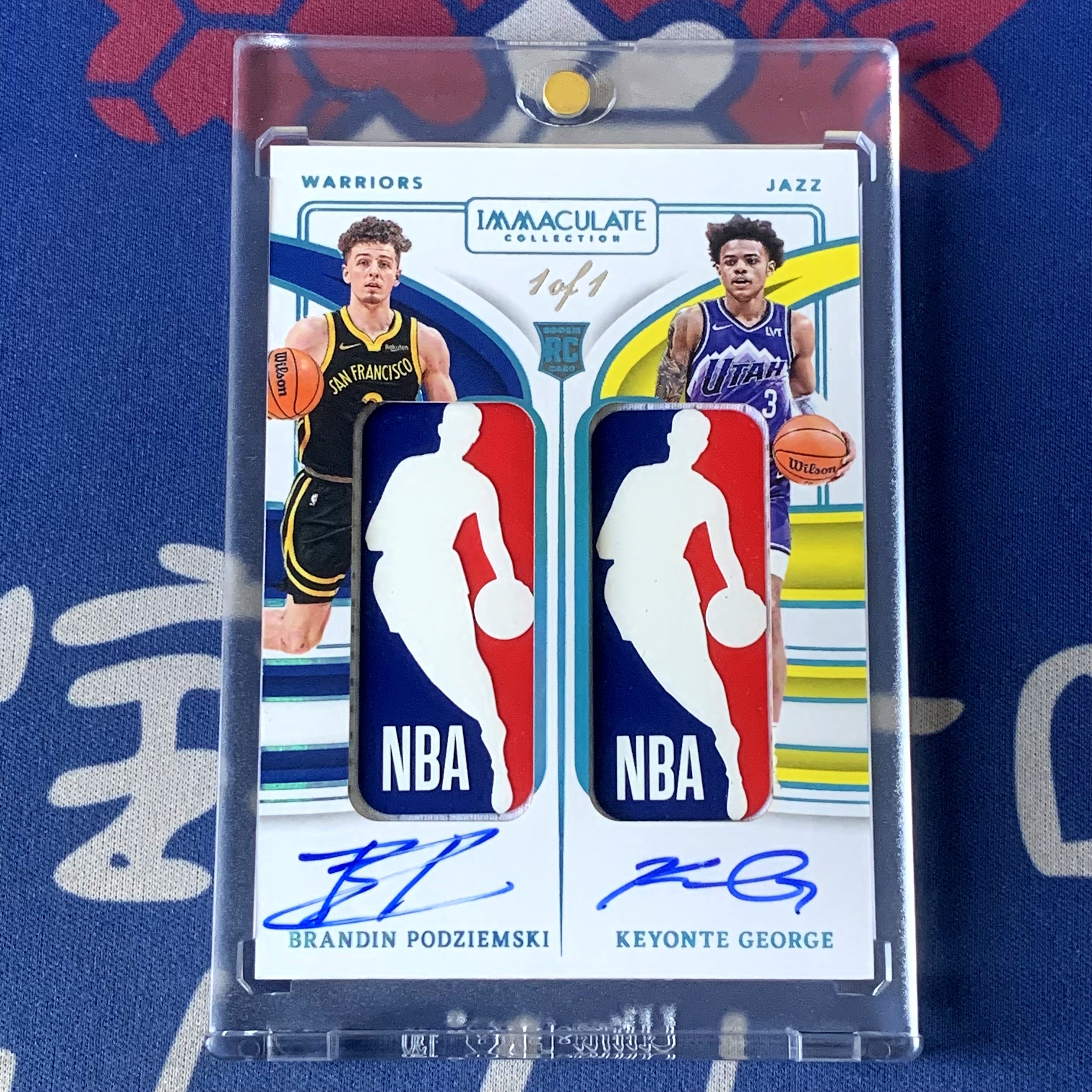 2023-24 Immaculate George Podziemski RC 【海宝】波杰姆斯基 猪猪侠 乔治 1/1编 1of1 一编一 湖水蓝闪 RLA 双人Logoman签字卡 卡签 印见图