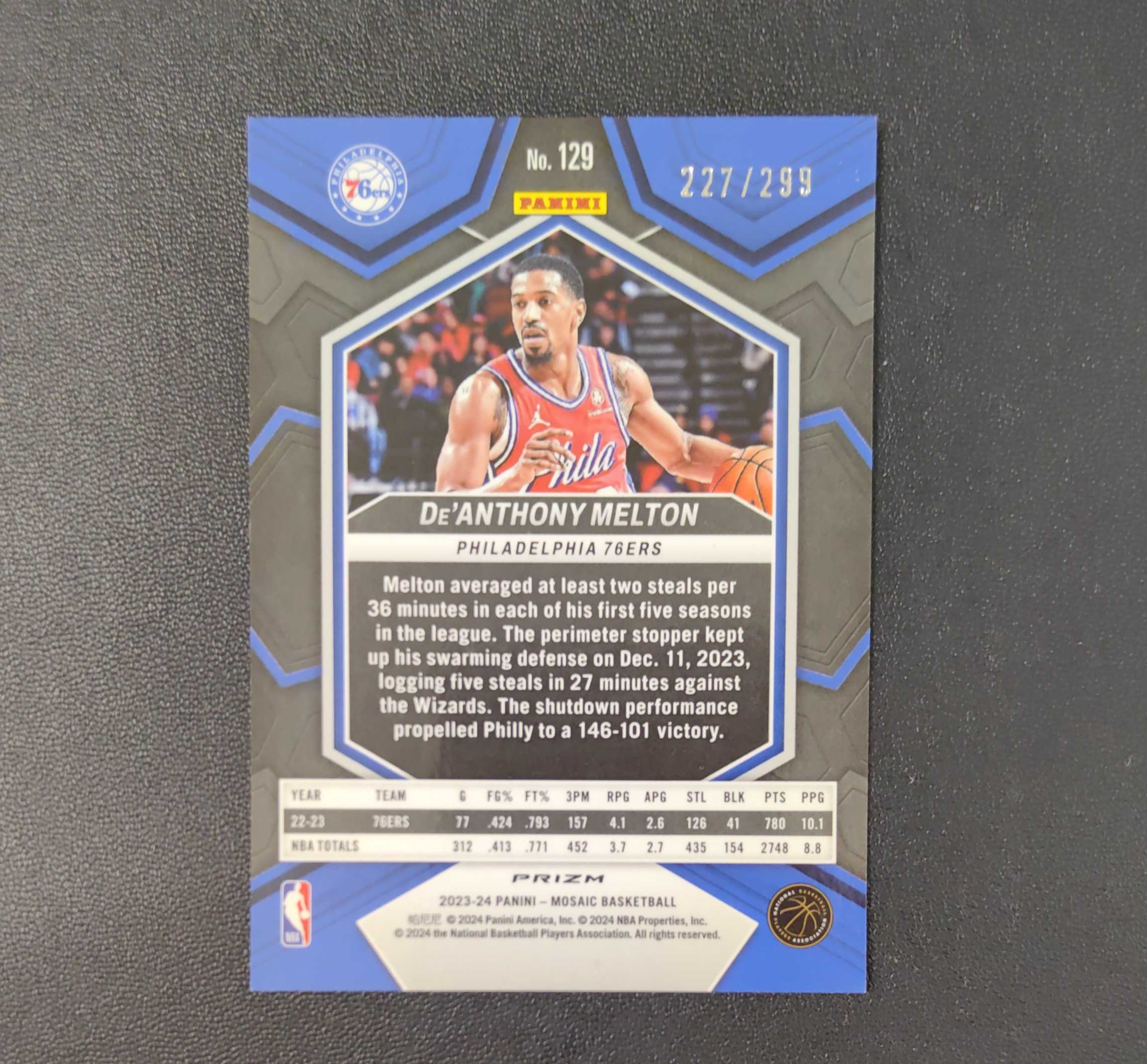 2023-24 Panini Mosaic De'Anthony Melton 德安东尼 梅尔顿 76人 马赛克 /299编 折 东契奇 sga 库里 文班亚马 詹姆斯 多张再拍
