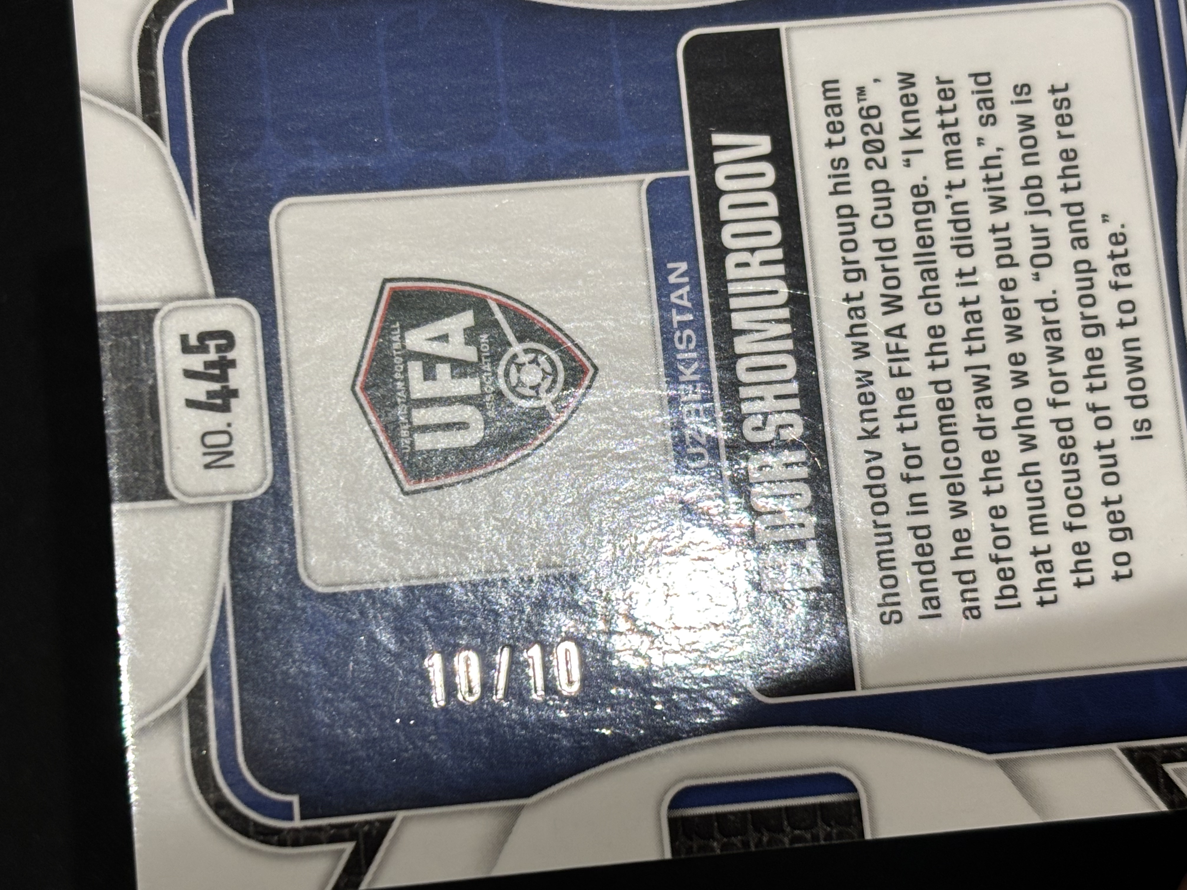 2026 Panini Prizm World Cup Eldor Shomurodov FIFA 世界杯 乌兹别克斯坦 肖穆罗多夫 国际独占 金折射 10/10编 瑕疵如图 - #8-3
