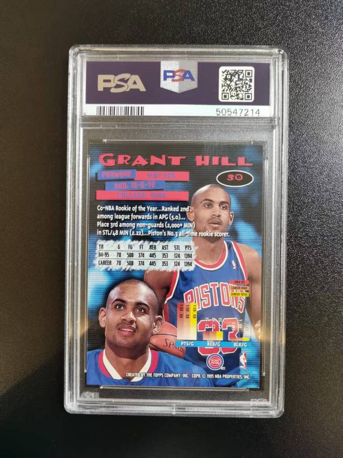 1995 Topps Stadium Club Grant Hill 格兰特希尔 初代乔丹接班人 全球限量5张 PSA10 卡品如图 免费代拍NAXX