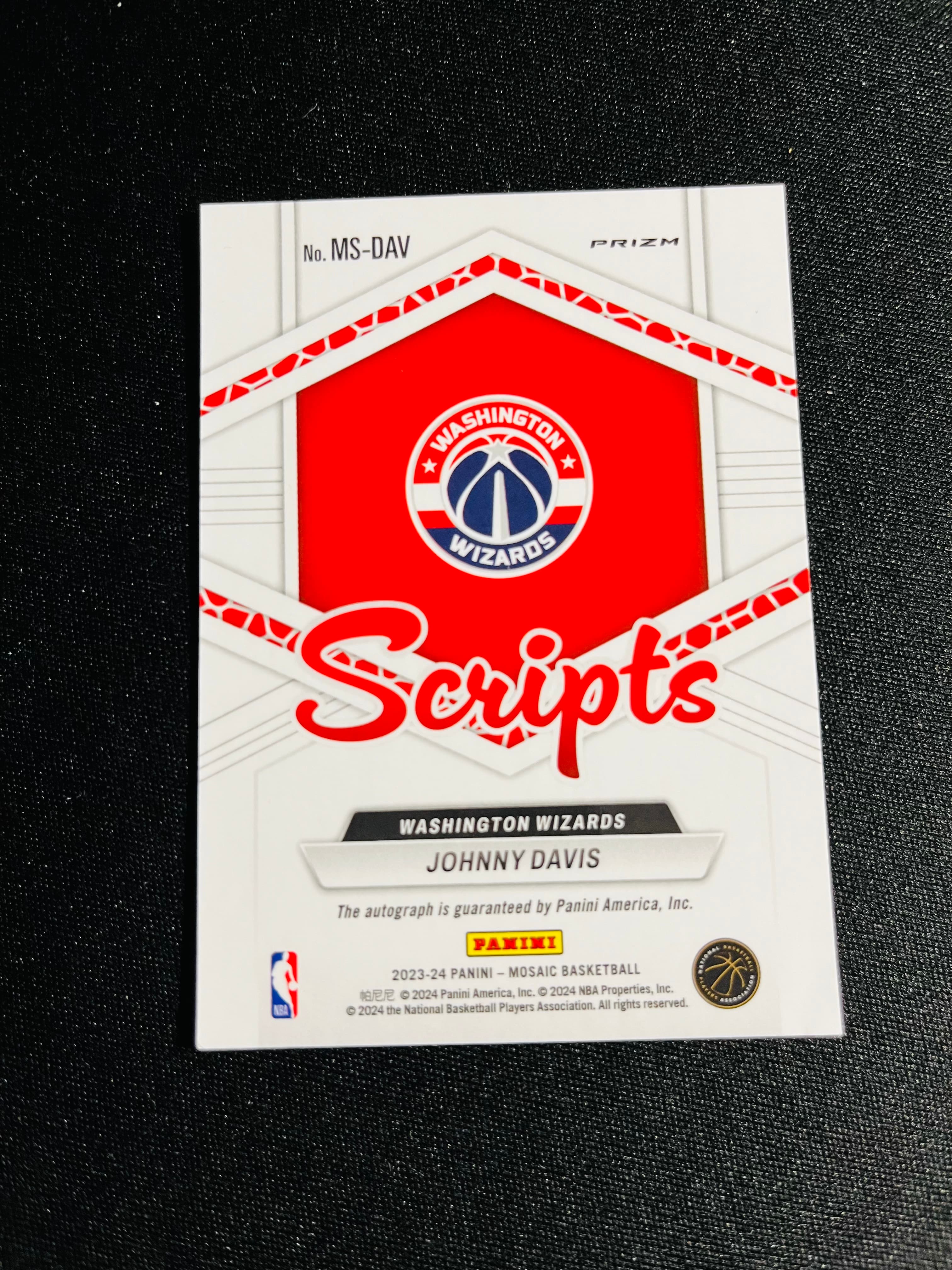 【古都拍卖0手续费高额预付】2023-24 Mosaic 马赛克 奇才 Johnny Davis 约翰尼 戴维斯 Scripts 马赛克折 签字 选图帅气 实卡好看 凑套收藏——Mafty