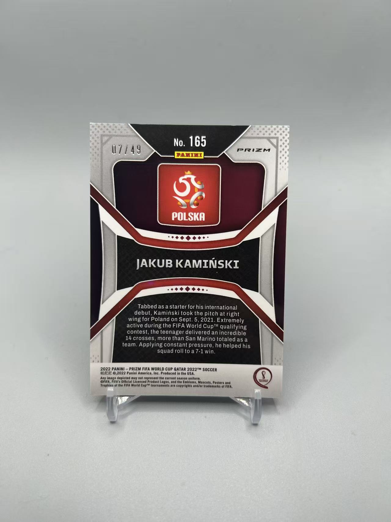 2022 Panini Prizm jakub kaminski RC 【灰灰代拍】世界杯PZ 波兰 卡明斯基 新秀 紫mojo折 07/49编 随无