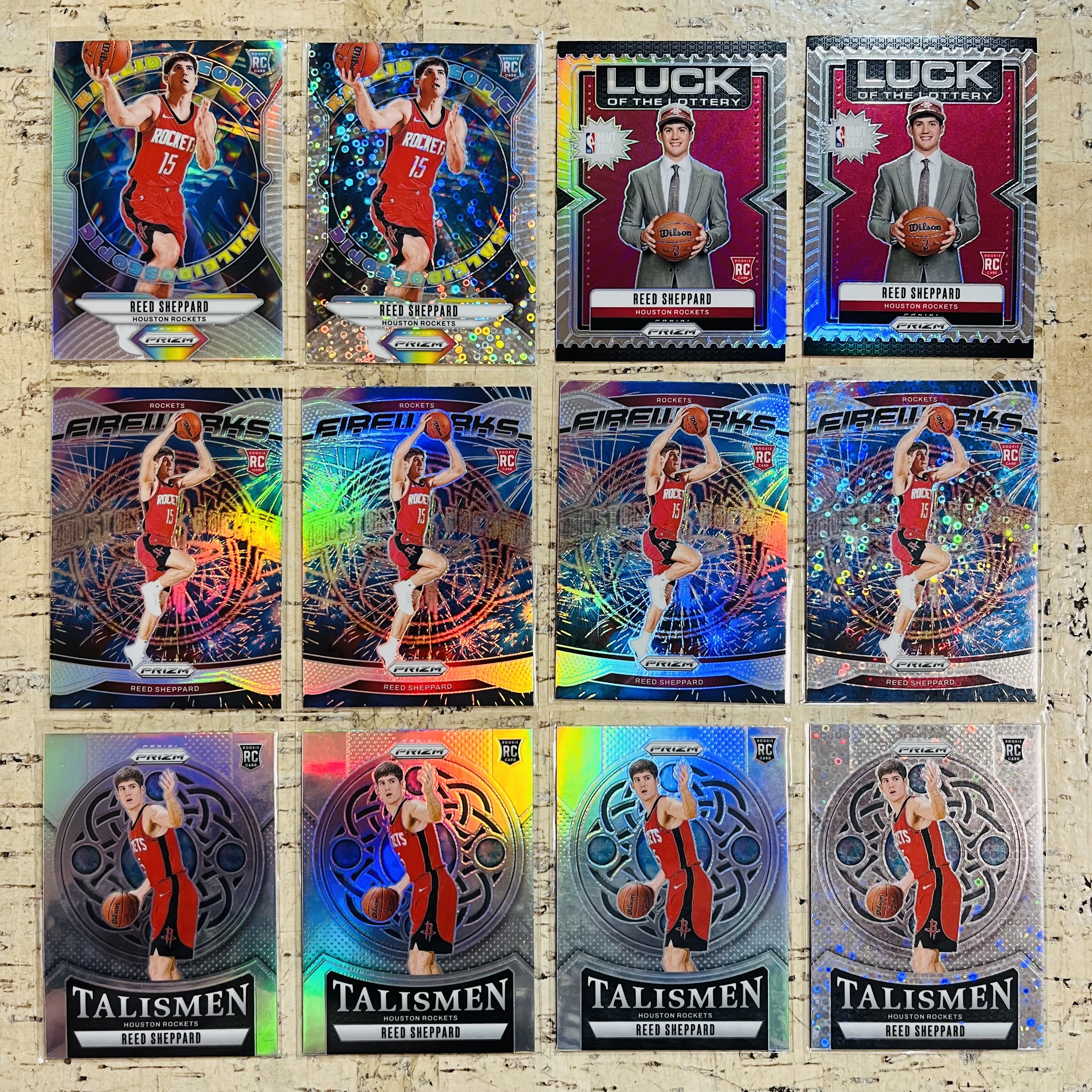 2024-25 Panini Prizm Reed Sheppard RC 新秀 火箭 谢泼德 银泡泡折 disco折 正银折 12张打包 乐透秀 万花筒 烟花 护身符 特卡 此标有膜无夹【小卡迷拍卖