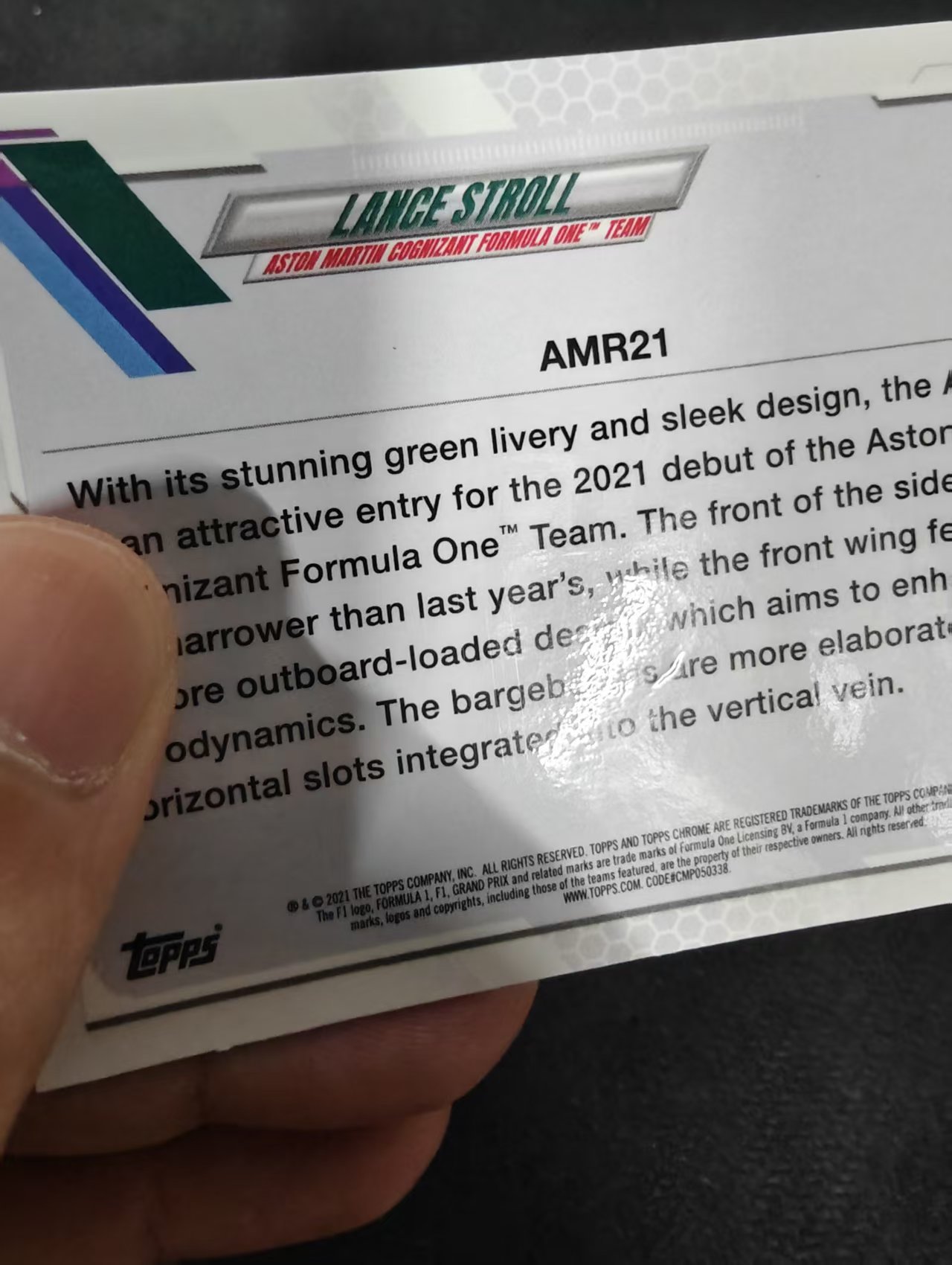 2021 Topps Chrome F1 Lance Stroll 兰斯 斯托尔 蓝碎冰 划痕 边角瑕疵 #103