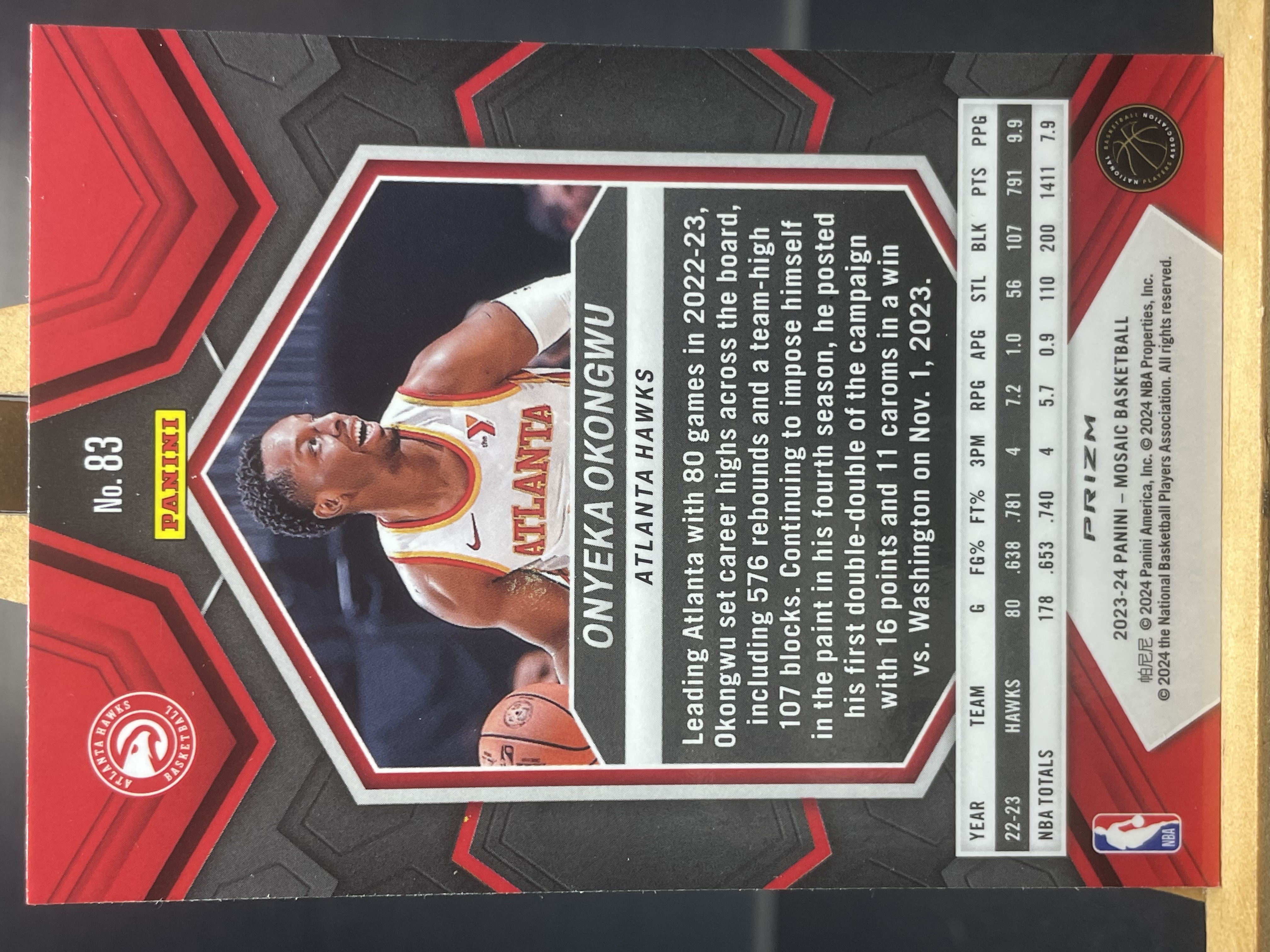 (B2) 2023-24 PANINI 马赛克系列 银折 奥涅卡 奥孔古 老鹰 近期大热球星 收藏凑套必备 卡品如图!!!