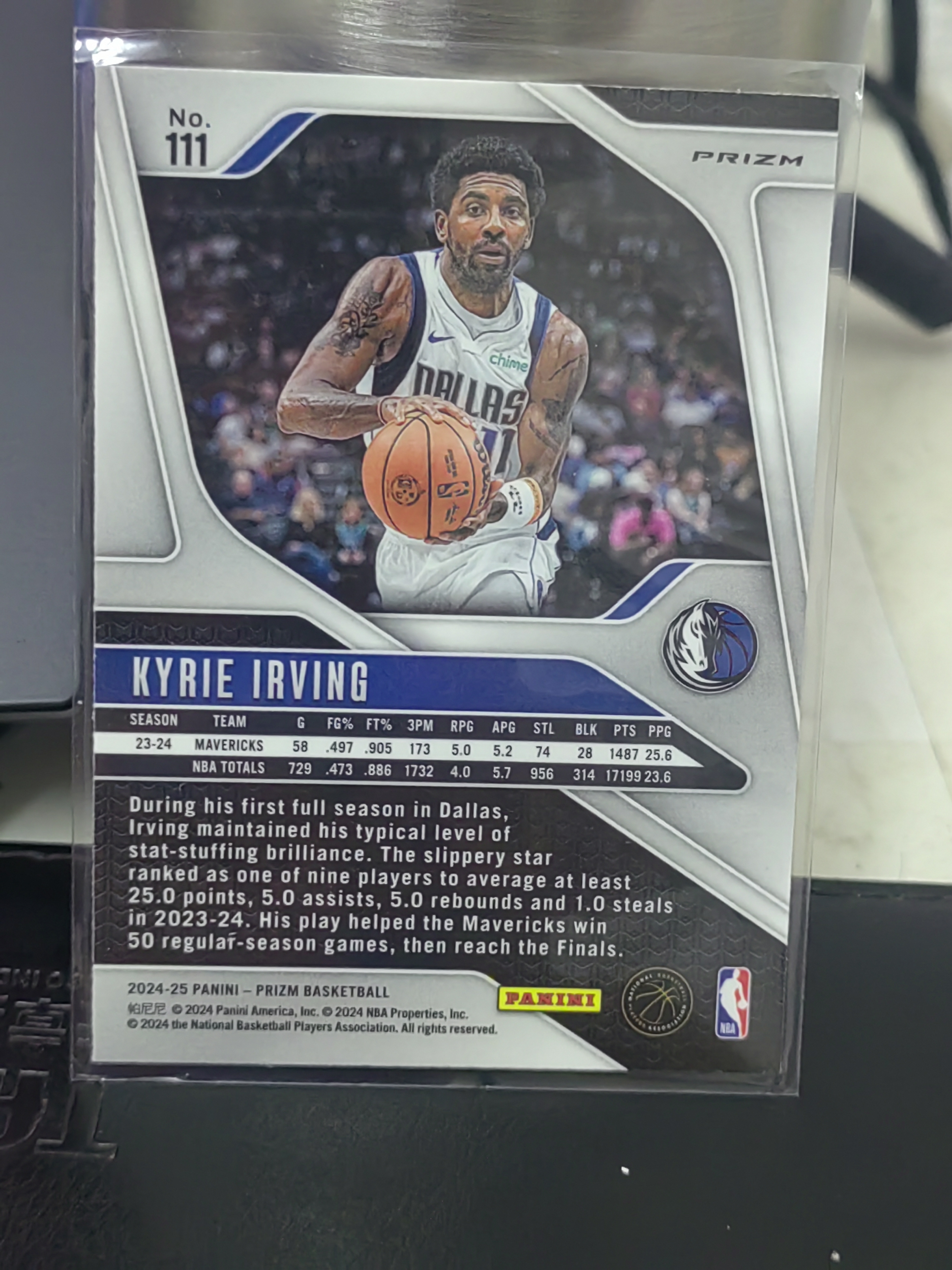 2024-25 Panini Prizm Kyrie Irving PZ 凯里 欧文 独行侠 三色折 篮 白边白角 不保卡品 卡品如图