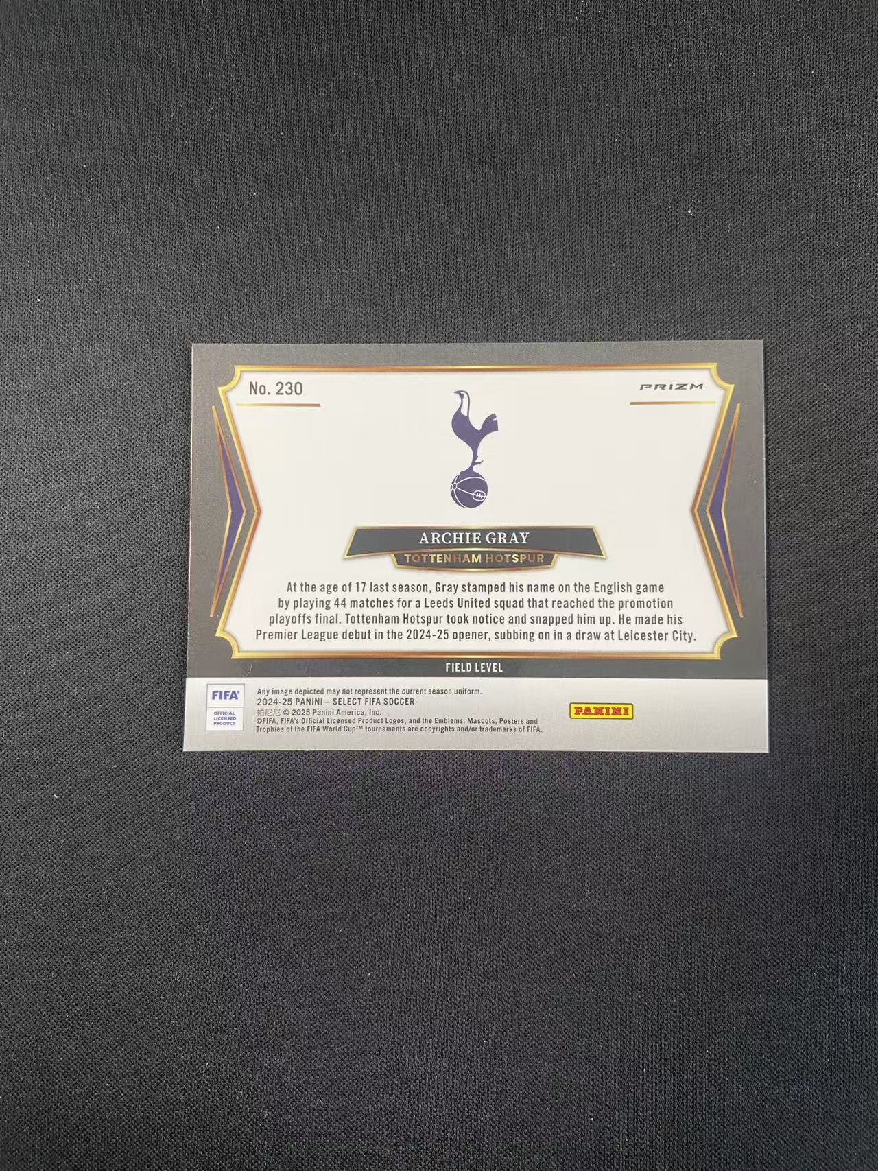 2024-25 Panini Select Archie Gray RC 阿奇 格雷 新秀 英格兰 利兹联 热刺 折射 三级 三阶【city#1】