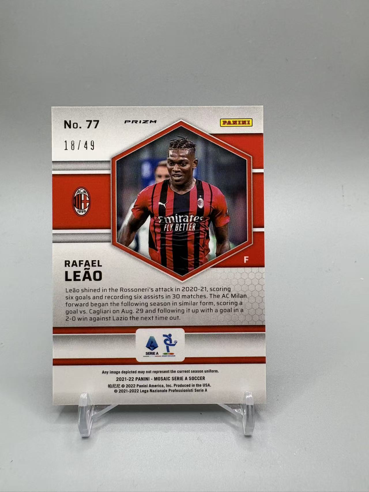 2021-22 Panini Mosaic Rafael Leao 【灰灰代拍】全新 意甲马赛克 AC米兰 拉斐尔 莱奥 18/49编 紫马赛克折 葡萄牙 大哥
