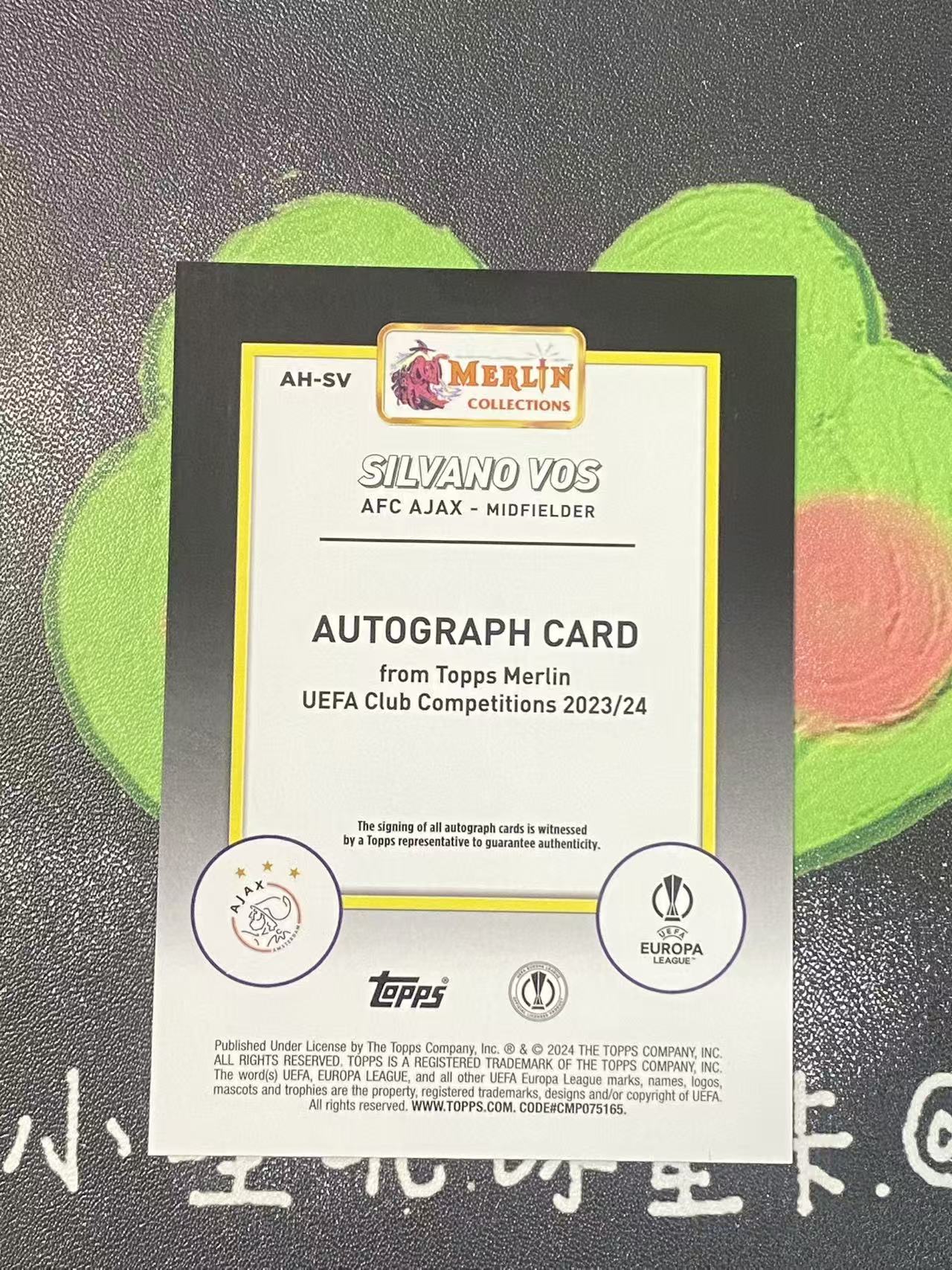 2024 Topps Merlin Silvano Vos 欧冠 梅林 阿贾克斯 西尔瓦诺 沃斯 新秀 RC 银折 签字 微瑕如图【ZYP代拍】DAD66