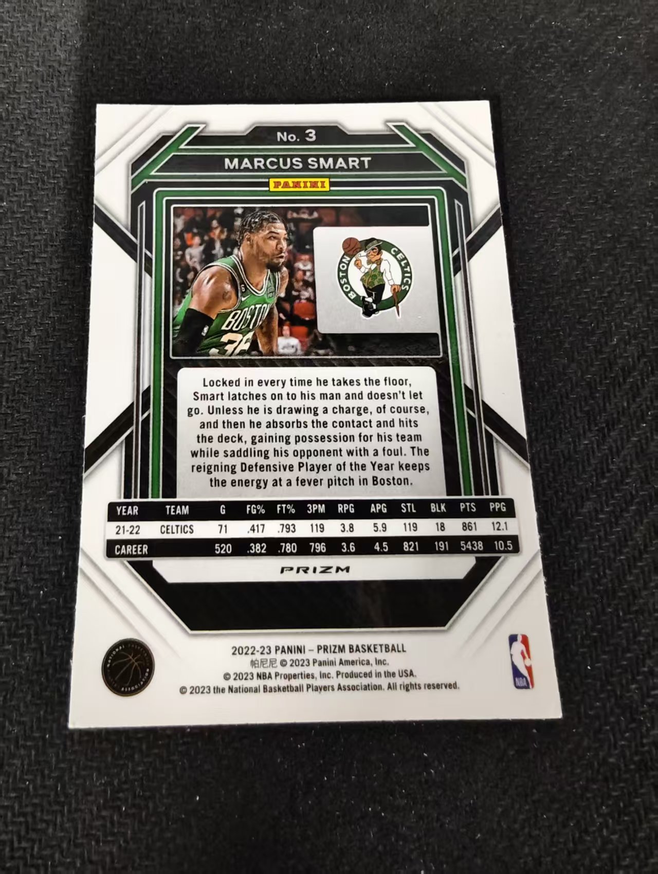 2022-23 Panini Prizm Marcus Smart 马库斯 斯马特 凯尔特人 红波纹 PZ 划痕 边角瑕疵 #3