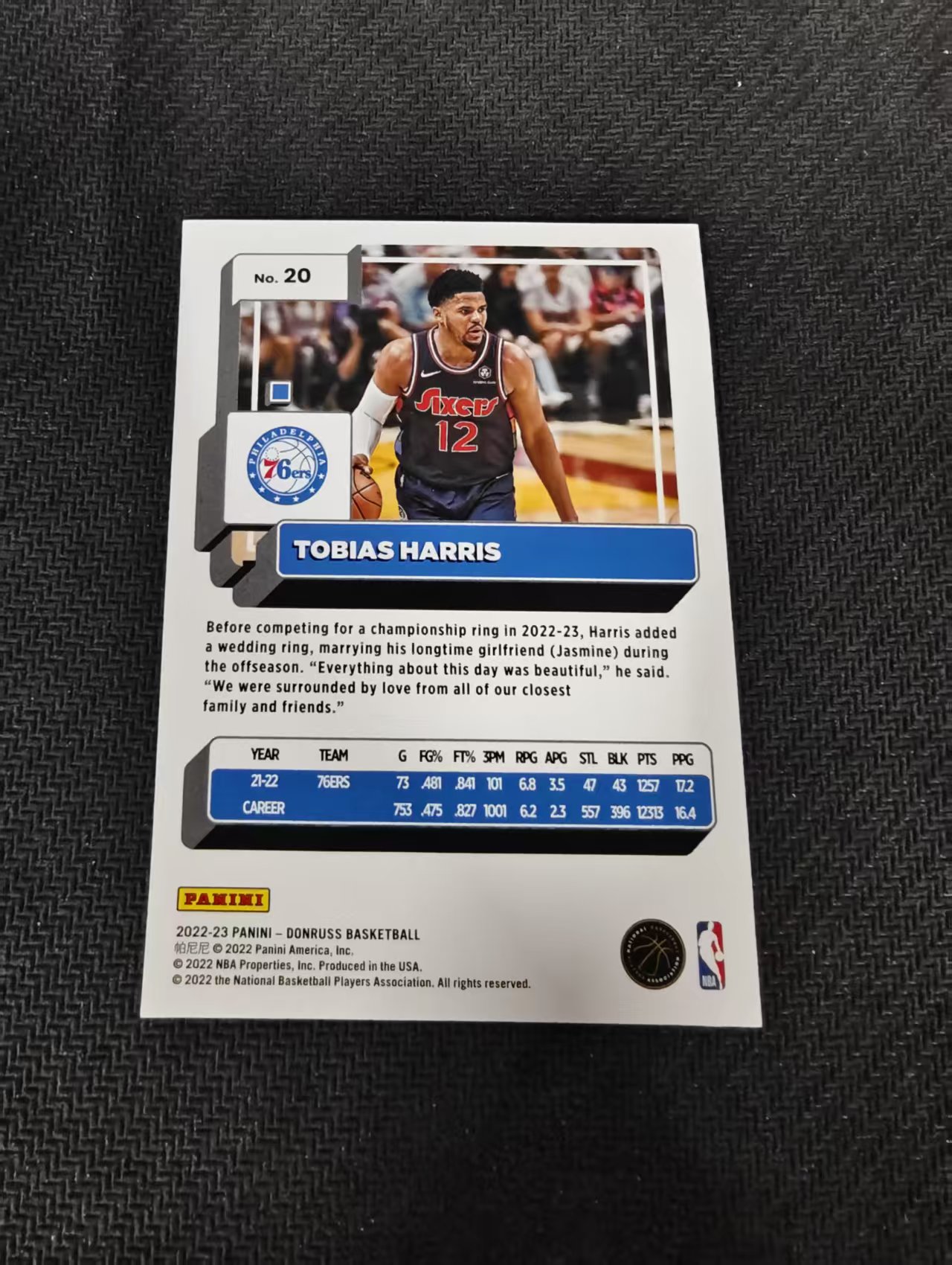 【汽水拍卖】2022-23 panini Donruss Tobias Harris 杜蕾斯 76人 托拜厄斯 哈里斯 蓝迷宫折 49编 微瑕如图