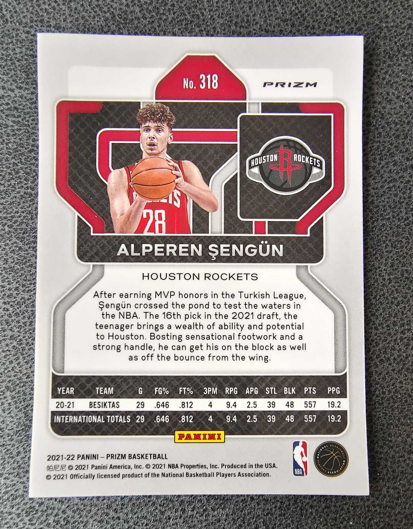 2021-22 Panini Prizm Alperen Sengun RC 休斯敦 火箭队 阿尔佩伦 申京 新秀 银折 卡品如图