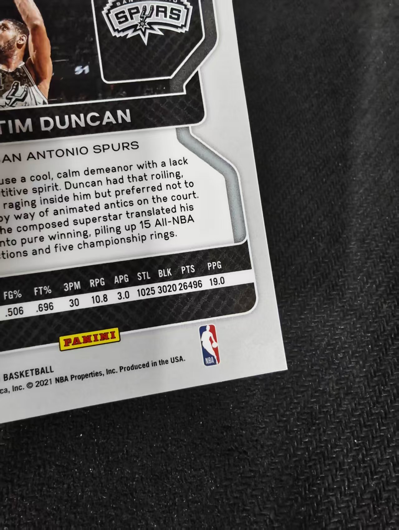 2021-22 Panini Prizm Tim Duncan 马刺 蒂姆邓肯 紫折 99编 划痕 边角瑕疵
