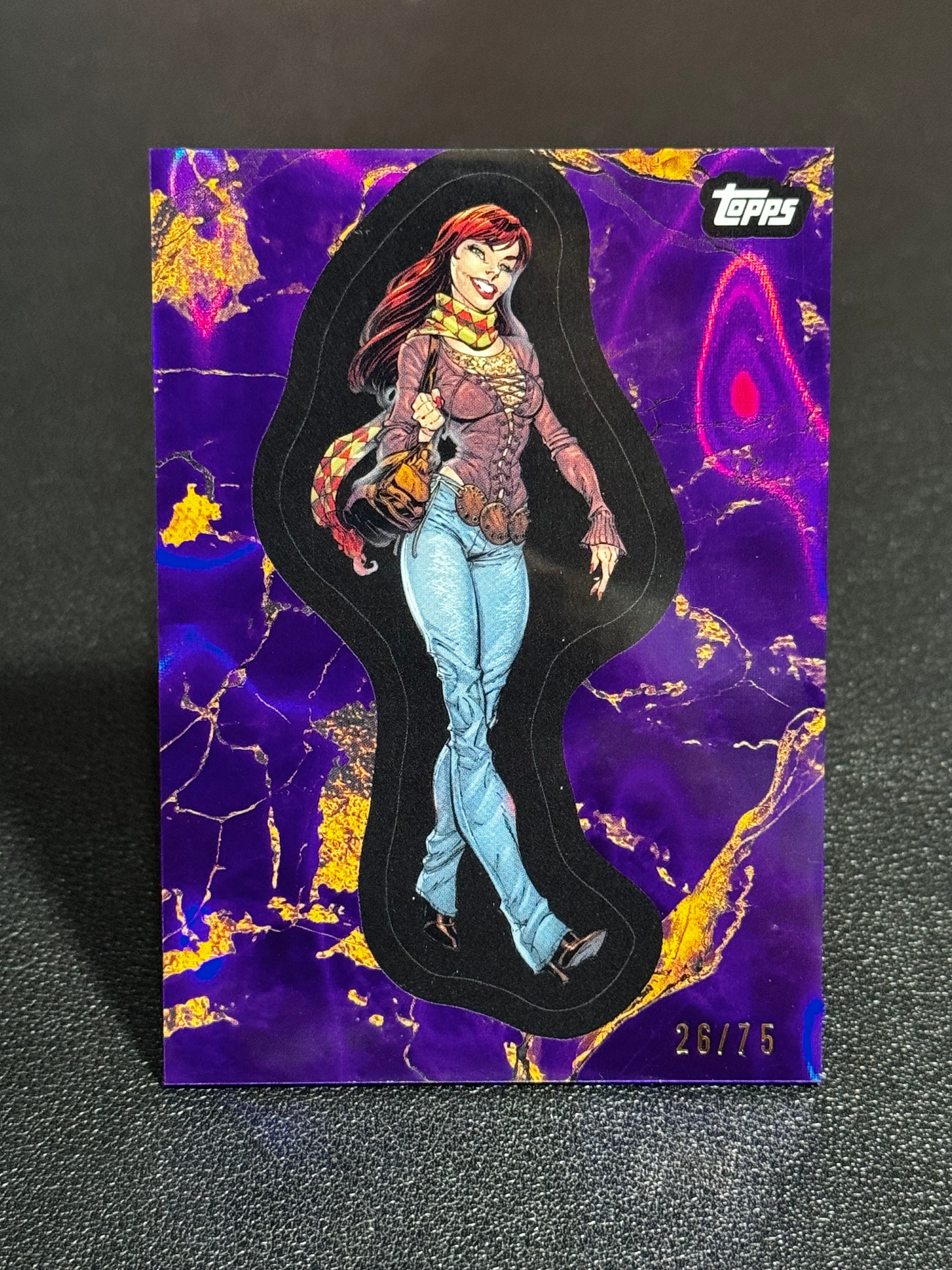 2025 Topps Marvel (MCU) Comic Book Heroes 1975 黄金年代 漫威 紫折 熔岩折 75编 Mary Jane 玛丽简 #80 LWDG