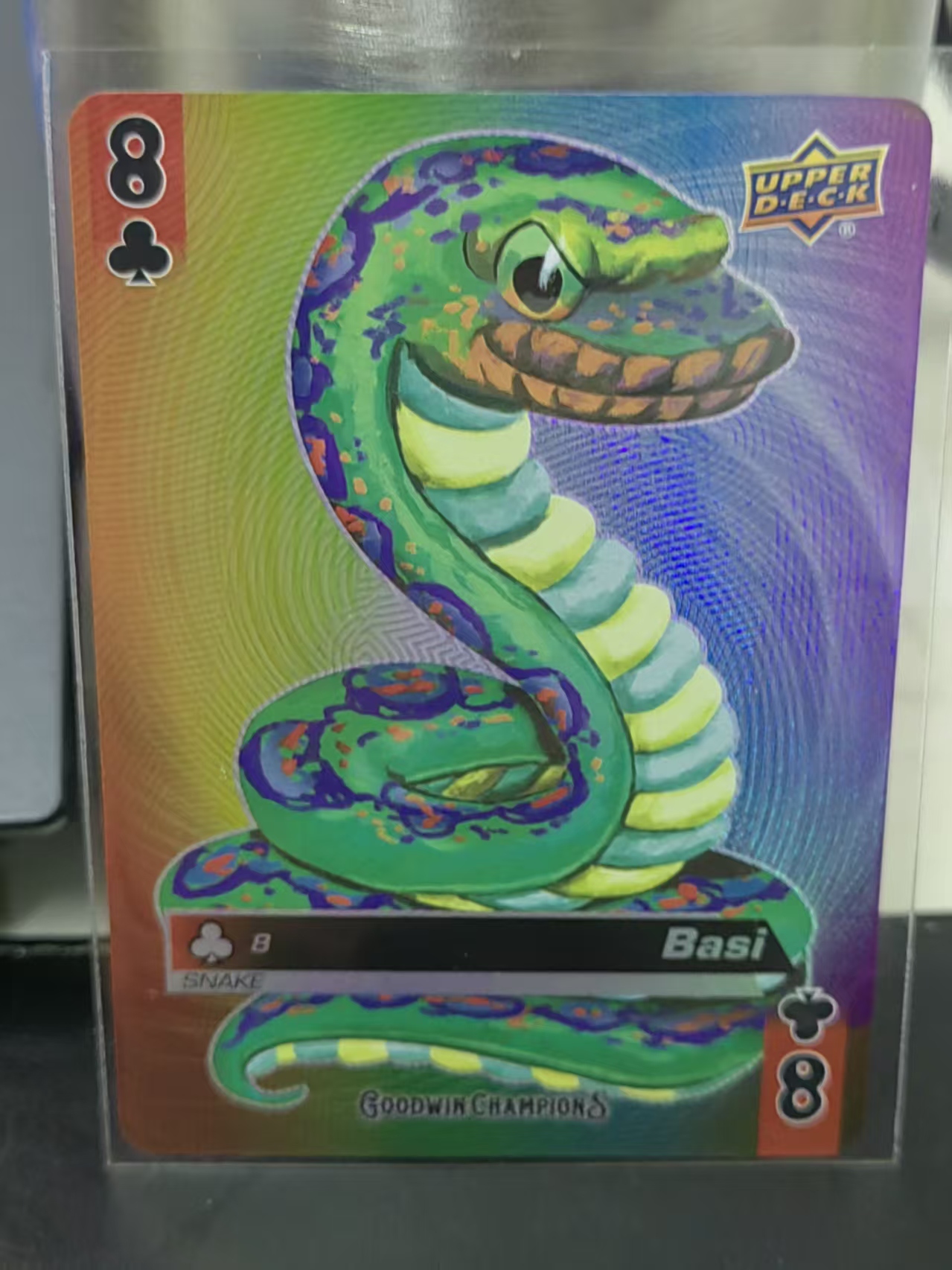 2021 Upper Deck Goodwin Champions Basi 古德温 银折 蛇 扑克牌 梅花8 篮 白边白角 不保卡品 卡品如图