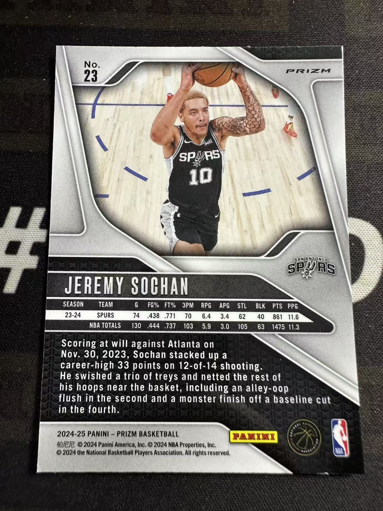 2024-25 Panini Prizm Jeremy Sochan #23 马刺 杰里米 索汉 PZ 红闪 补偿包