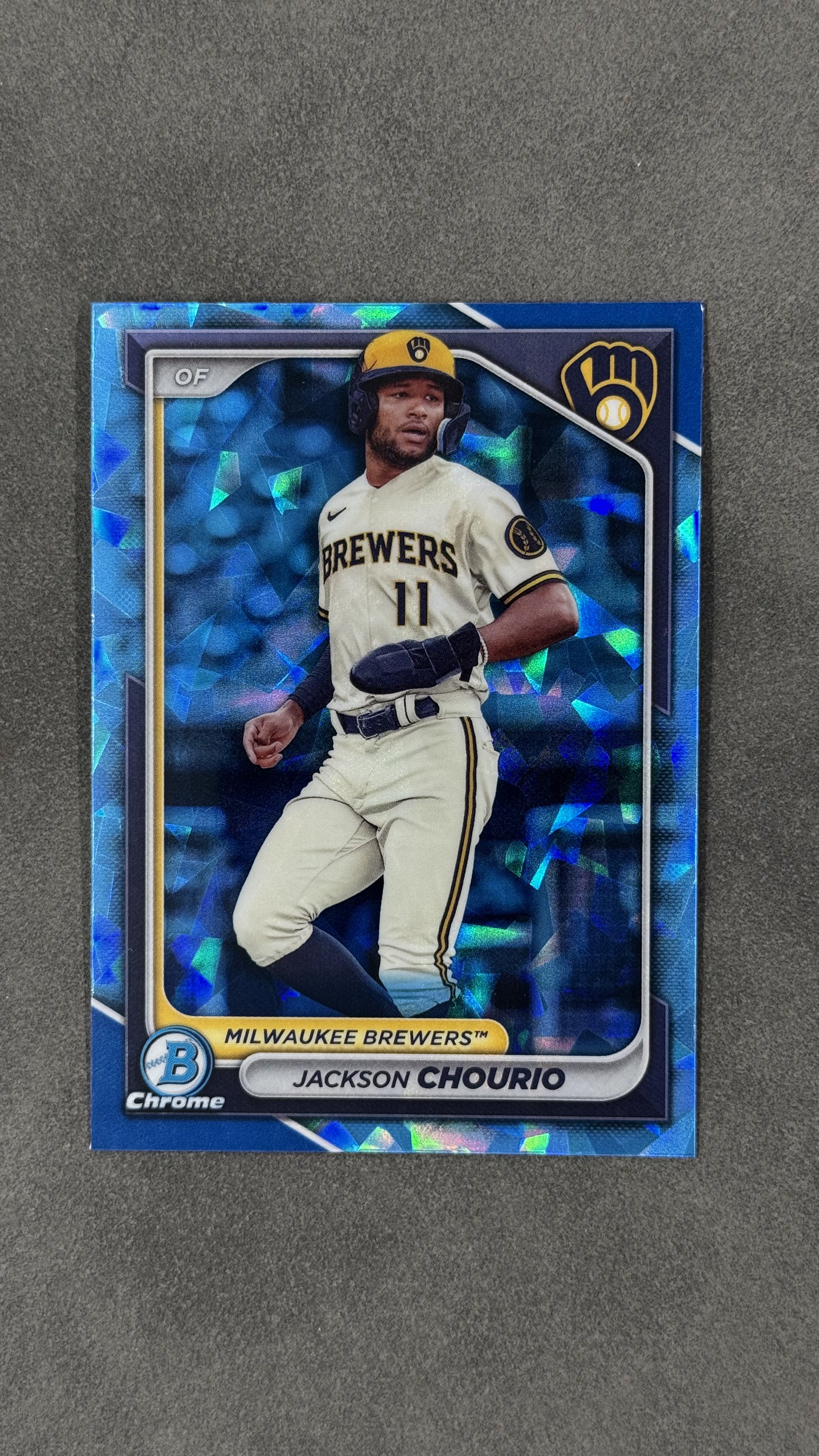 2024 Topps Chrome Jackson Chourio RC 酿酒人队 杰克逊 乔里奥 新秀 蓝宝石 折射 限量/150编 超级新秀 潜力无限 未来可期 实卡好看 凑套收藏必备 一图打包