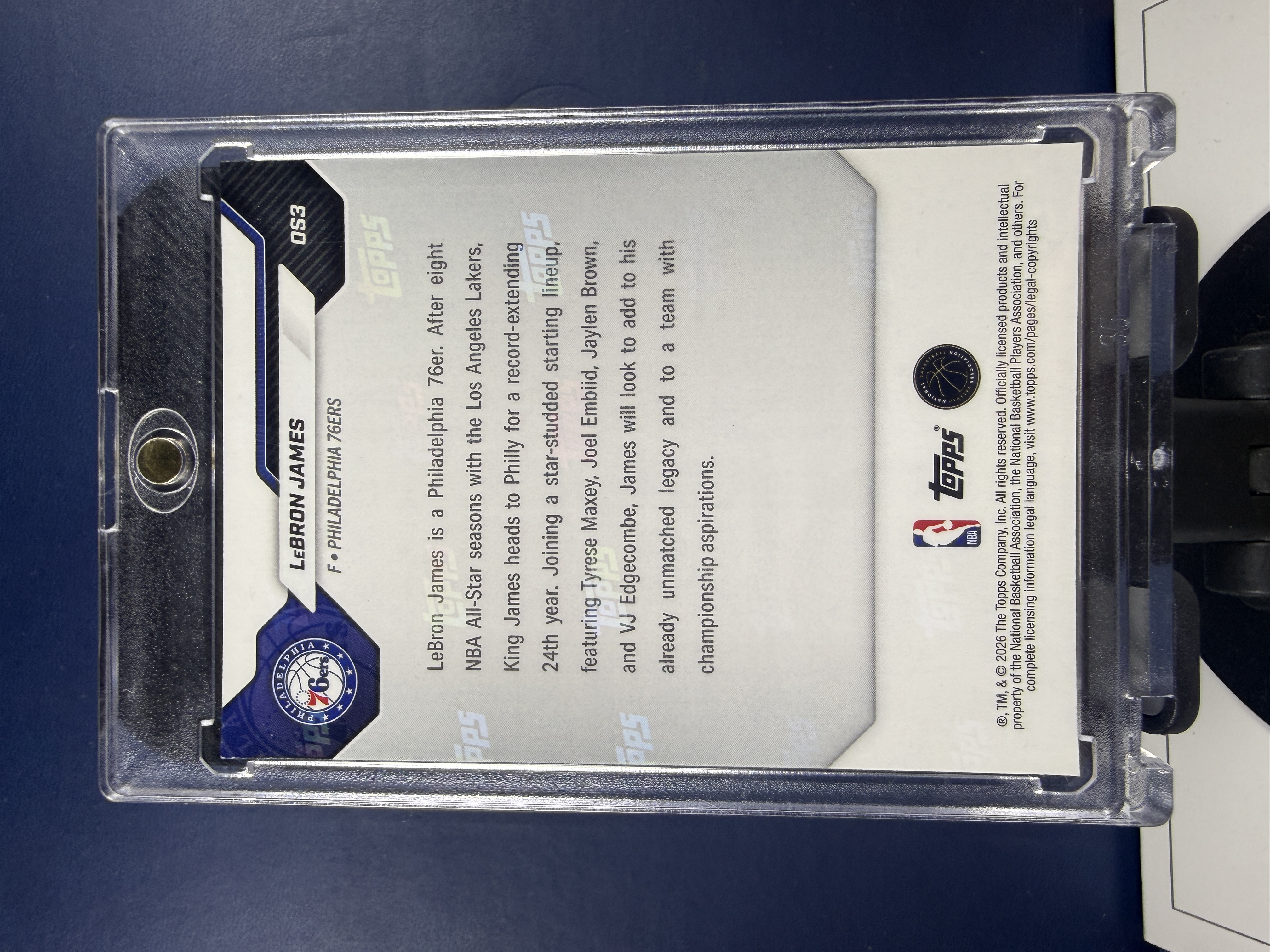2025 Topps Now 费城76人 勒布朗 詹姆斯 首张76人球衣 第24个赛季 特卡 (海绵)