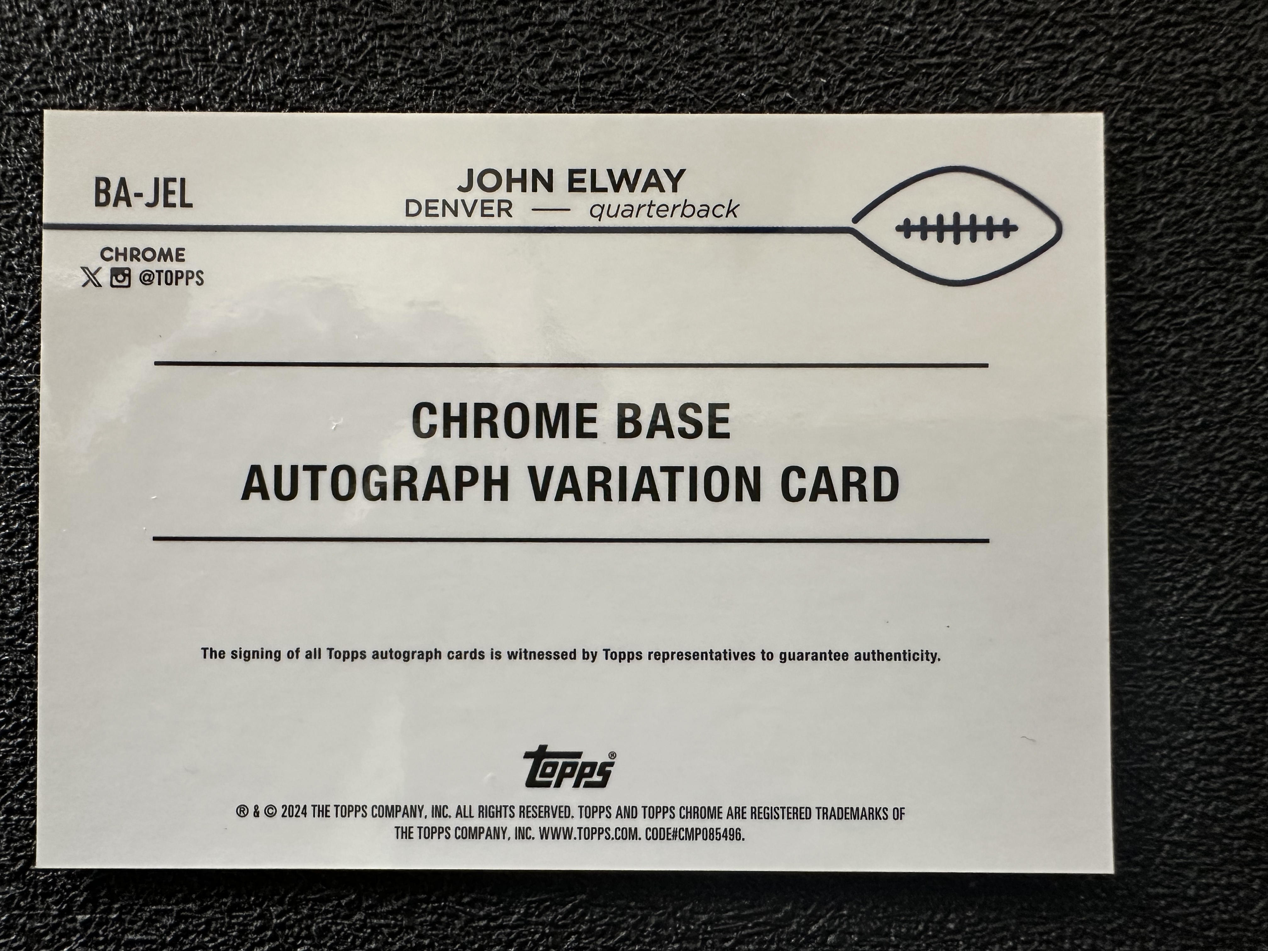 【瞳瞳代卖】2024 topps Chrome NFL 橄榄球 约翰 埃尔维 John Elway 25编 橙折 签字卡 野马传奇四分卫 5次超级碗 2次冠军 9次职业碗 2次MVP 名人堂成员