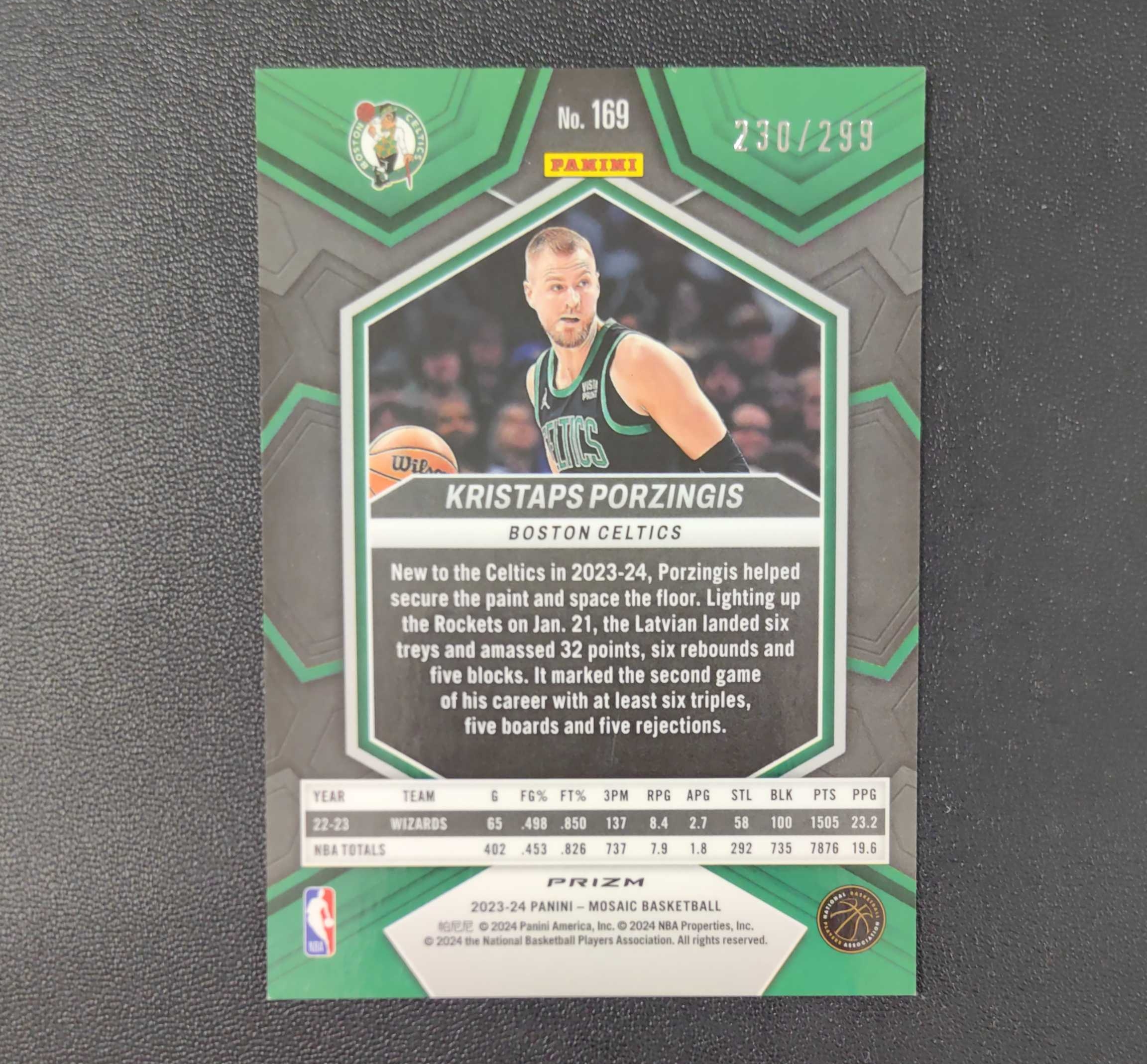 2023-24 Panini Mosaic Kristaps Porzingis 马赛克 凯尔特人 克里斯塔普斯 波尔津吉斯 299/ 东契奇 sga 库里 文班亚马 詹姆斯 多张再拍