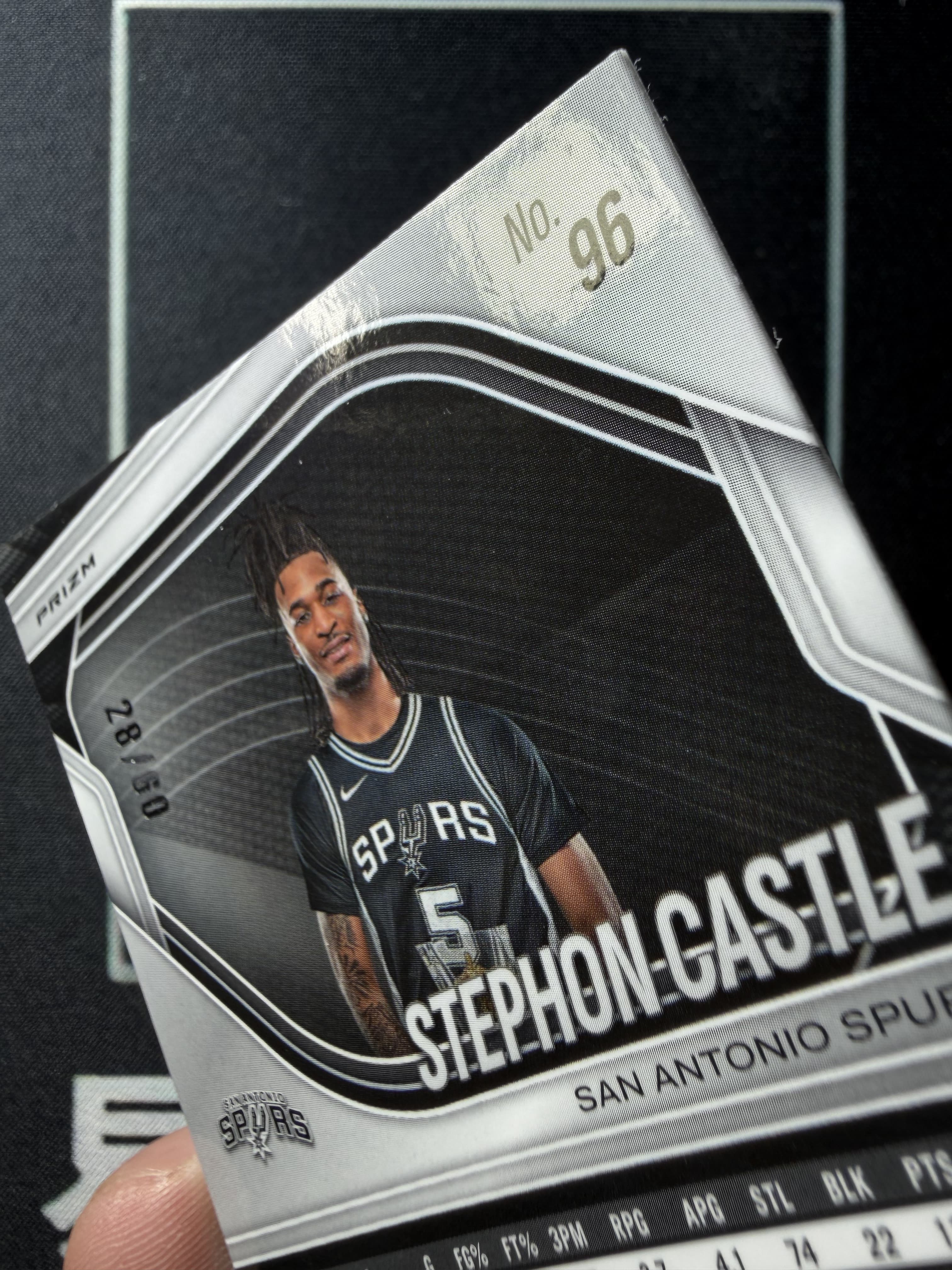 【易文拍卖 超级回款】2024-25 Panini Prizm Pz 男篮 STEPHON CASTLE 斯蒂芬 卡斯尔 马刺 RC新秀 28/60编 橙折 #酸菜