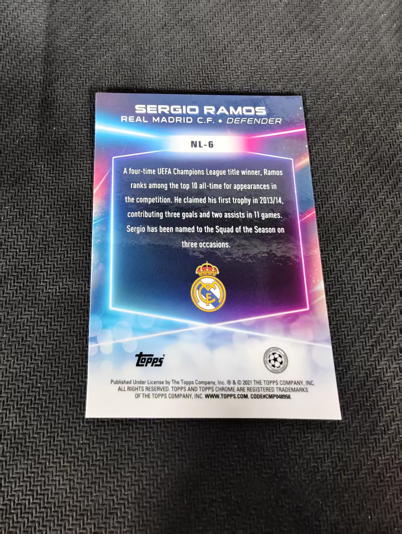 【可合并,不累计】2021 Topps Chrome Sergio Ramos 欧冠 大巴黎 拉莫斯 银折 划痕 边角瑕疵