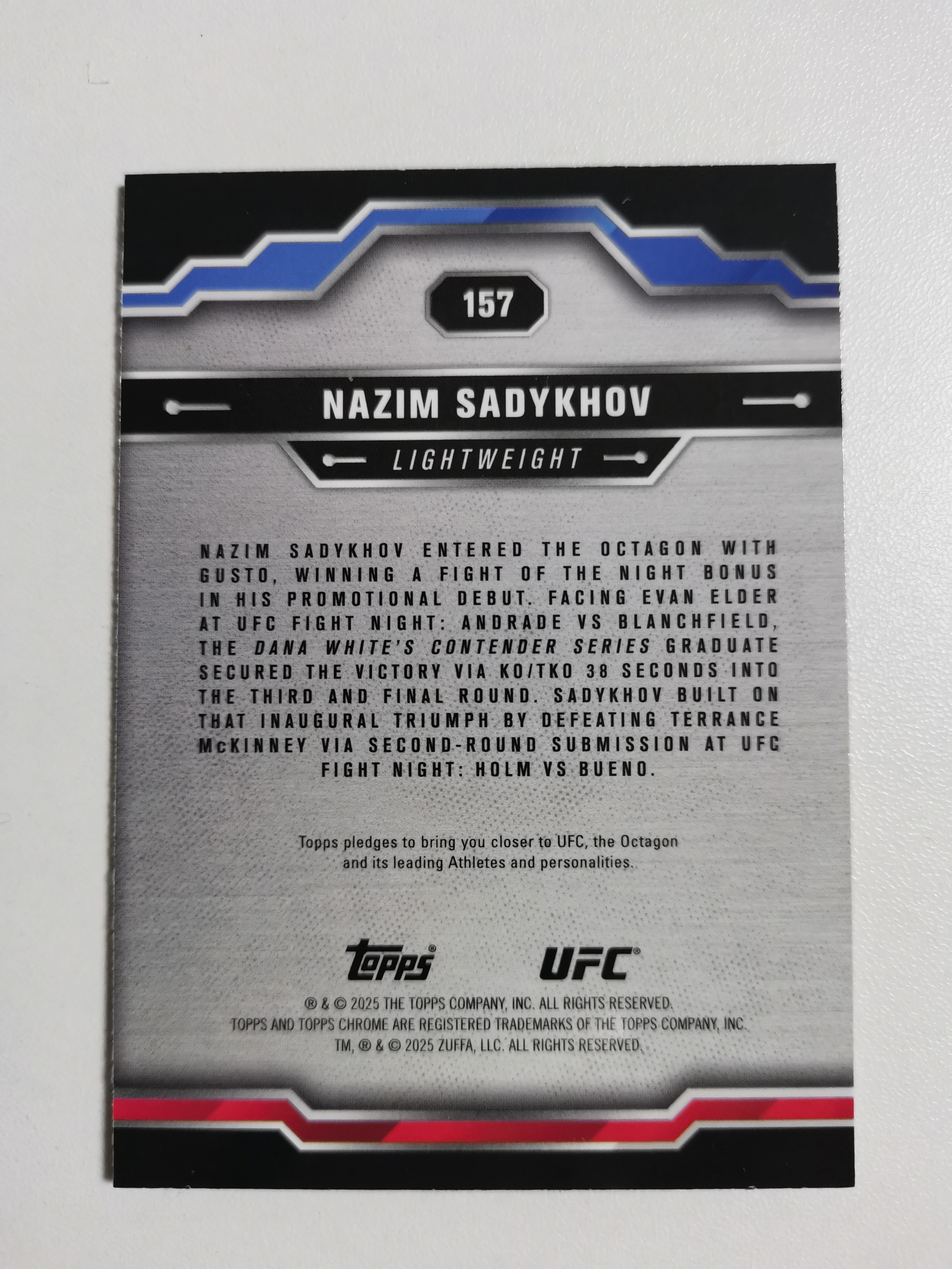 2025 Topps Chrome NAZIM SADYKHOV RC 纳奇姆萨迪克夫 新秀 UFC 特卡 收藏凑套 卡品如图 免费代拍(CLB002)
