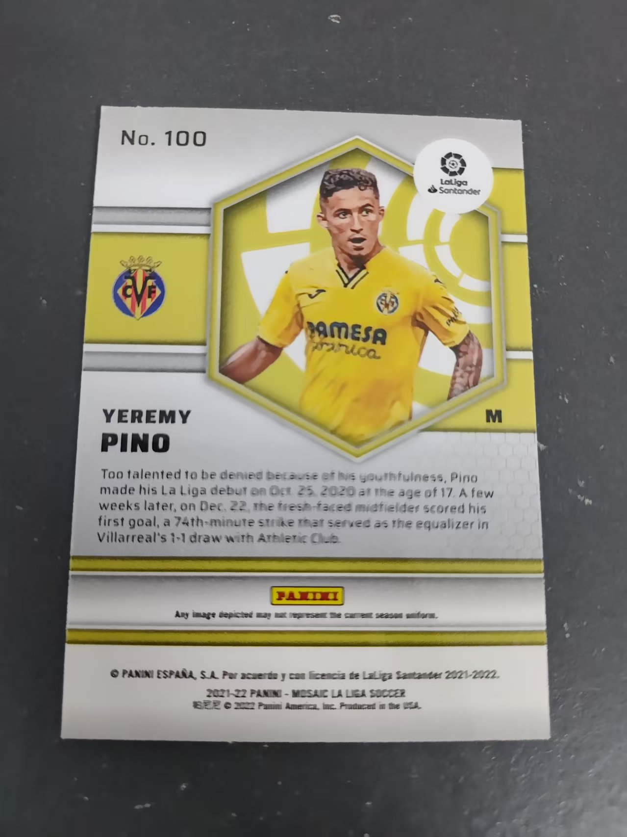 【可合并,不累计】2021-22 Panini Mosaic Yeremy Pino RC 皮诺 西甲 马赛克 新秀 划痕 边角瑕疵 #100