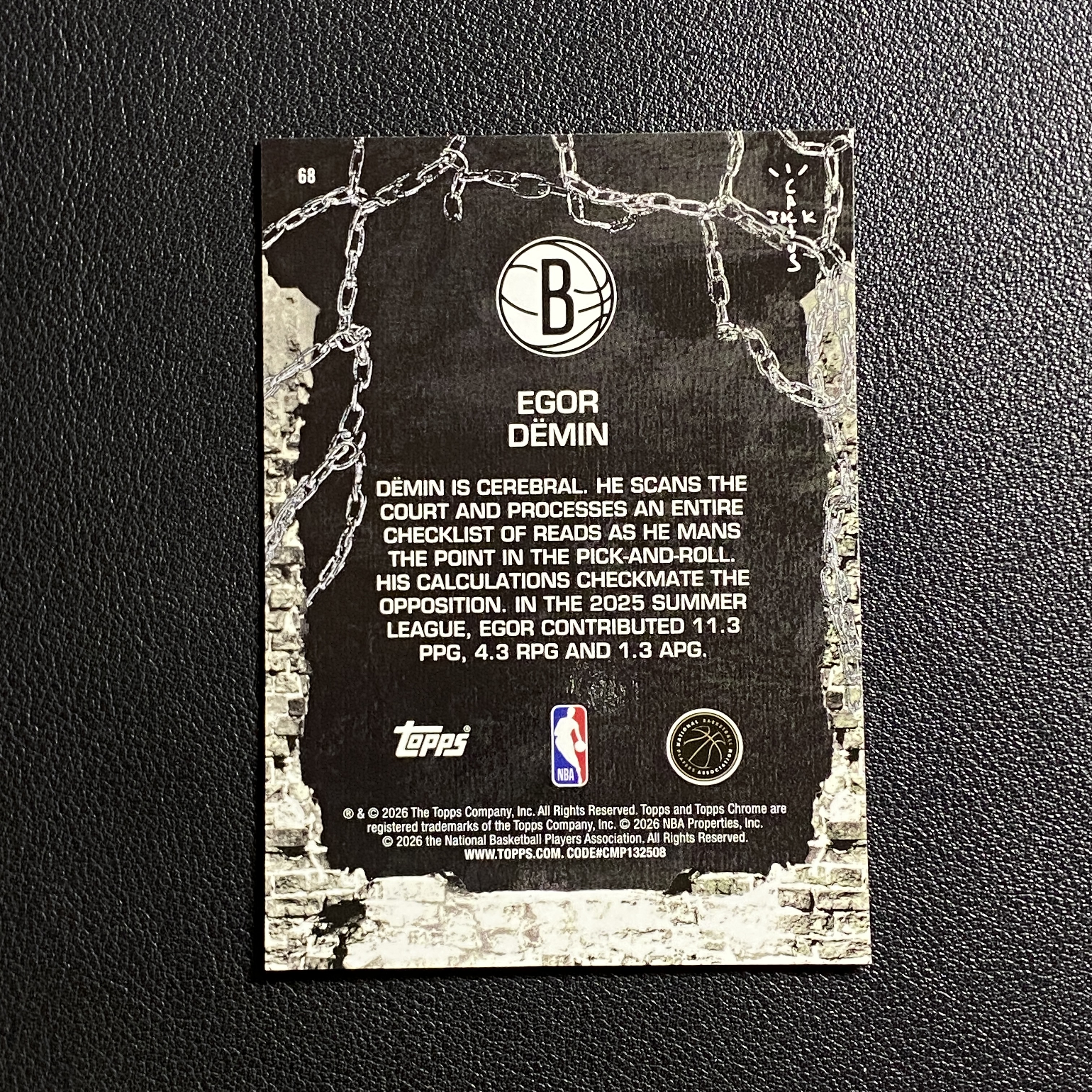 【伦子】2026 TOPPS Cactus Jack 联名盒 RC 新秀 篮网 Egor Demin 叶戈尔 杰明 德明 299编 碎闪折 base 瑕疵见图 SAMM-06