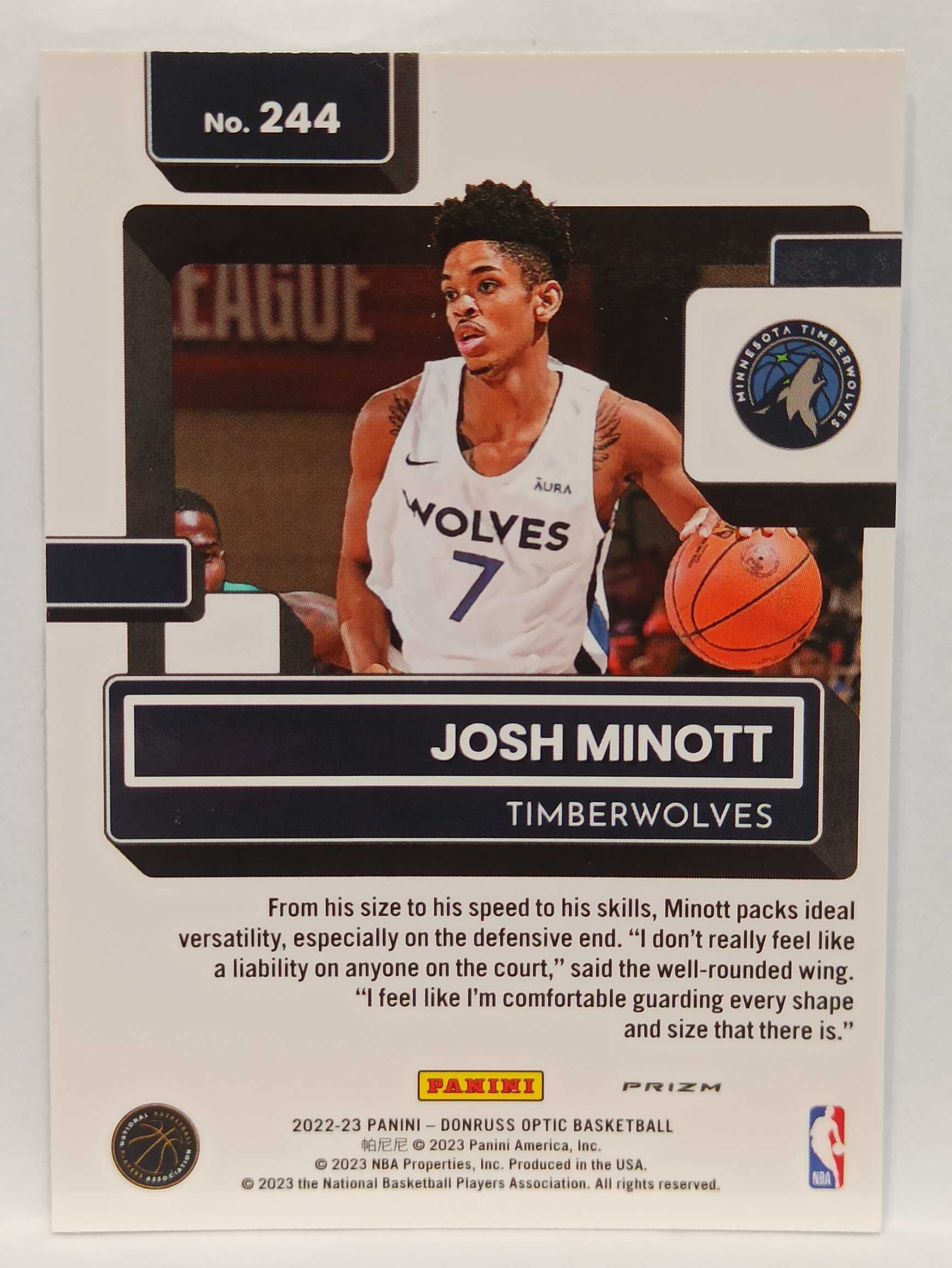 2022-23 【靓星代拍】 Optic Josh Minott RC 森林狼 约什 米诺特 新秀 绿Hyper折 爱德华兹队友 未来可期 卡品如图 凑套专收必备#galano