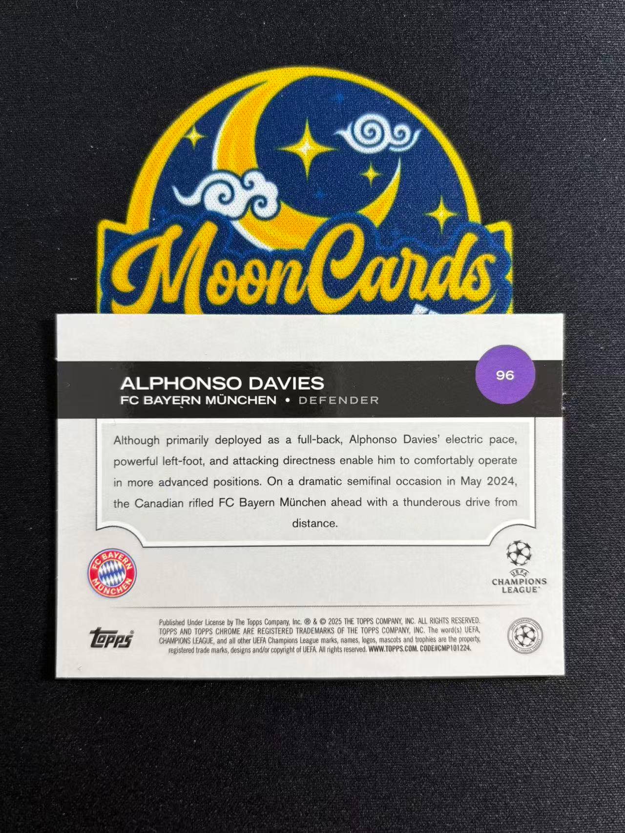 【梦卡拍卖】2025 Topps Chrome Alphonso Davies Chrome 拜仁 阿方索 戴维斯 /299编 紫折 #DD# 郭姐