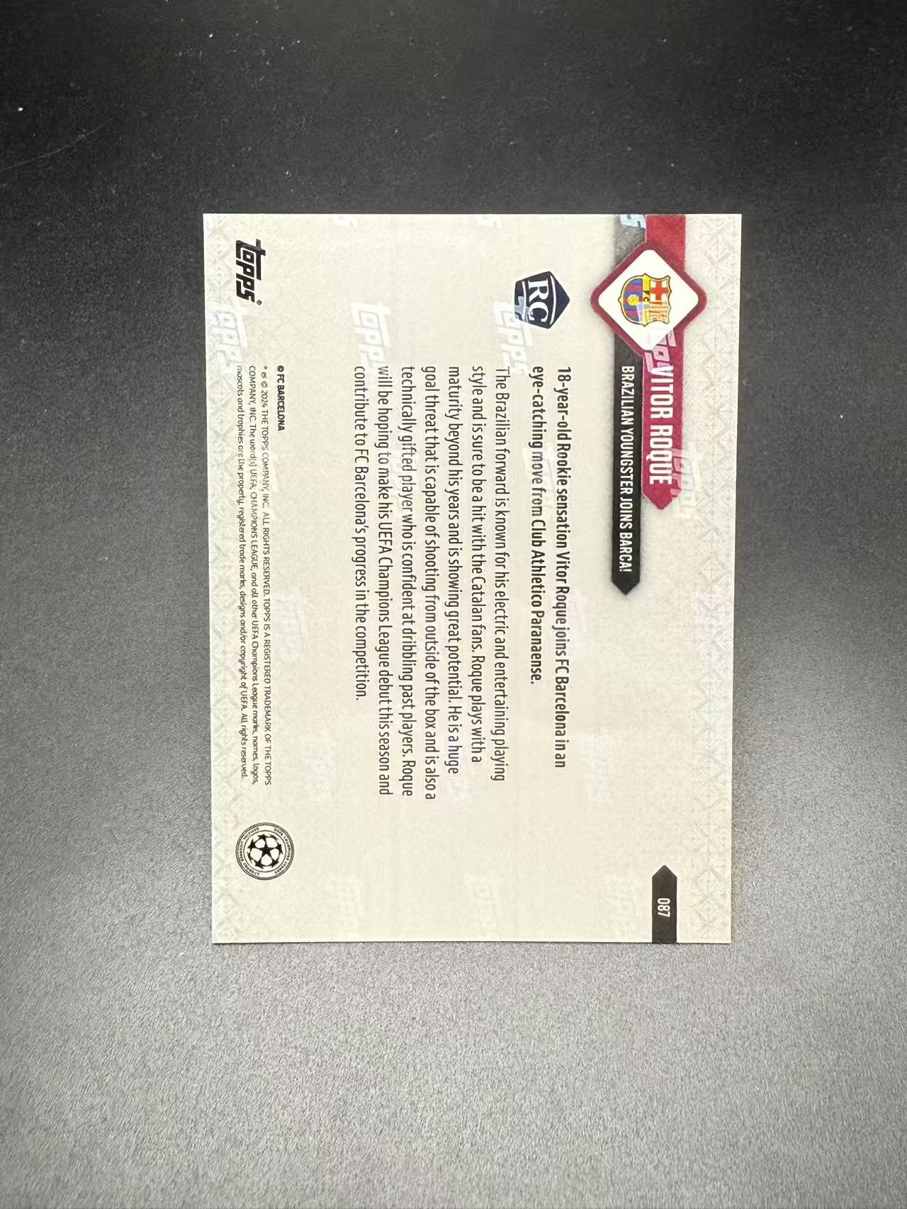 2024 Topps Now Vitor Roque RC #087 维克托 罗克 新秀 巴西小将加盟巴萨定妆照 时刻 专收必备 HS666